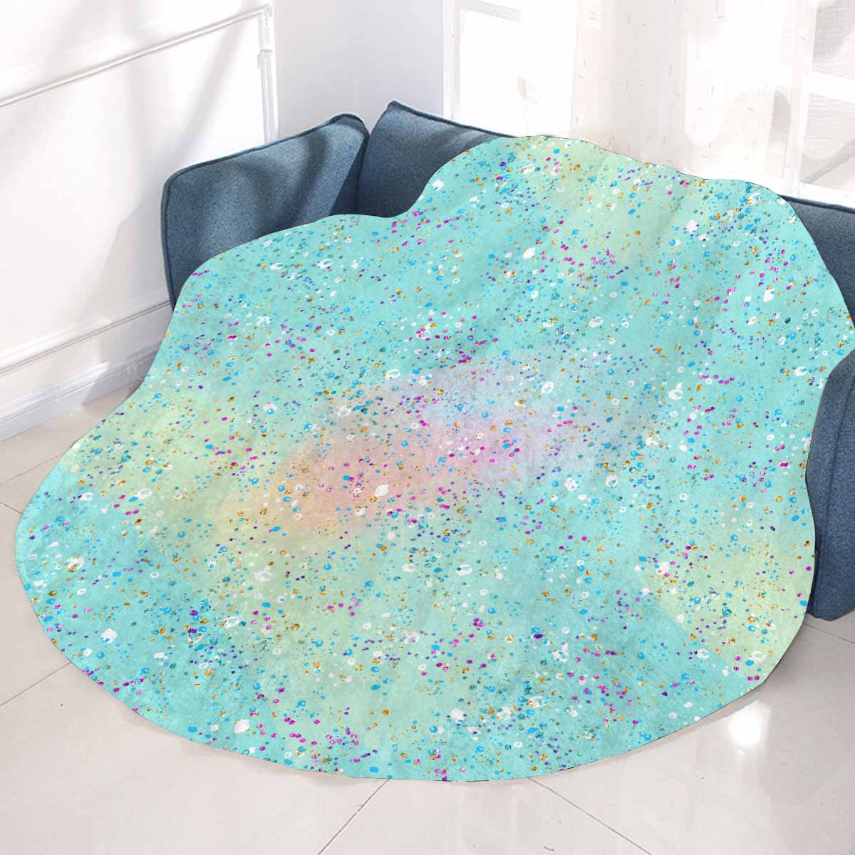 Green Splash  Circular Micro Fleece Blanket 47"