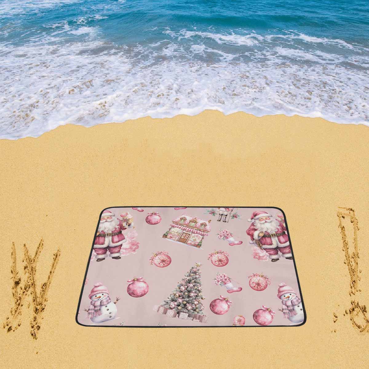 Pink Chirstmas Santa  Beach Mats 78"x 60"