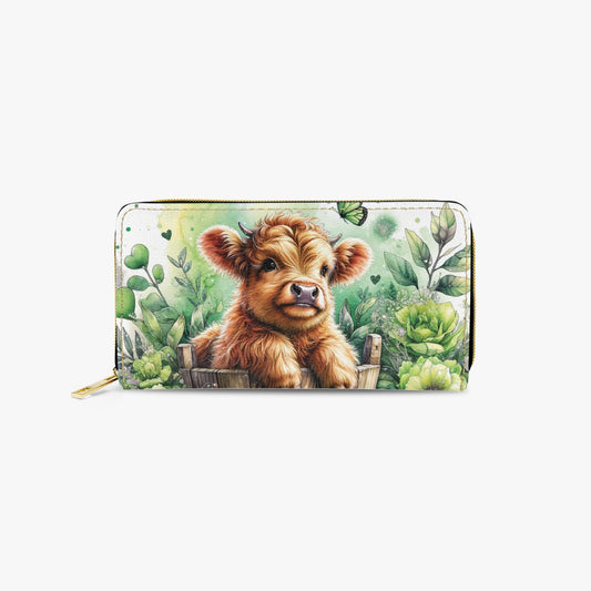 Long Type Zipper Purse - Highland Cow