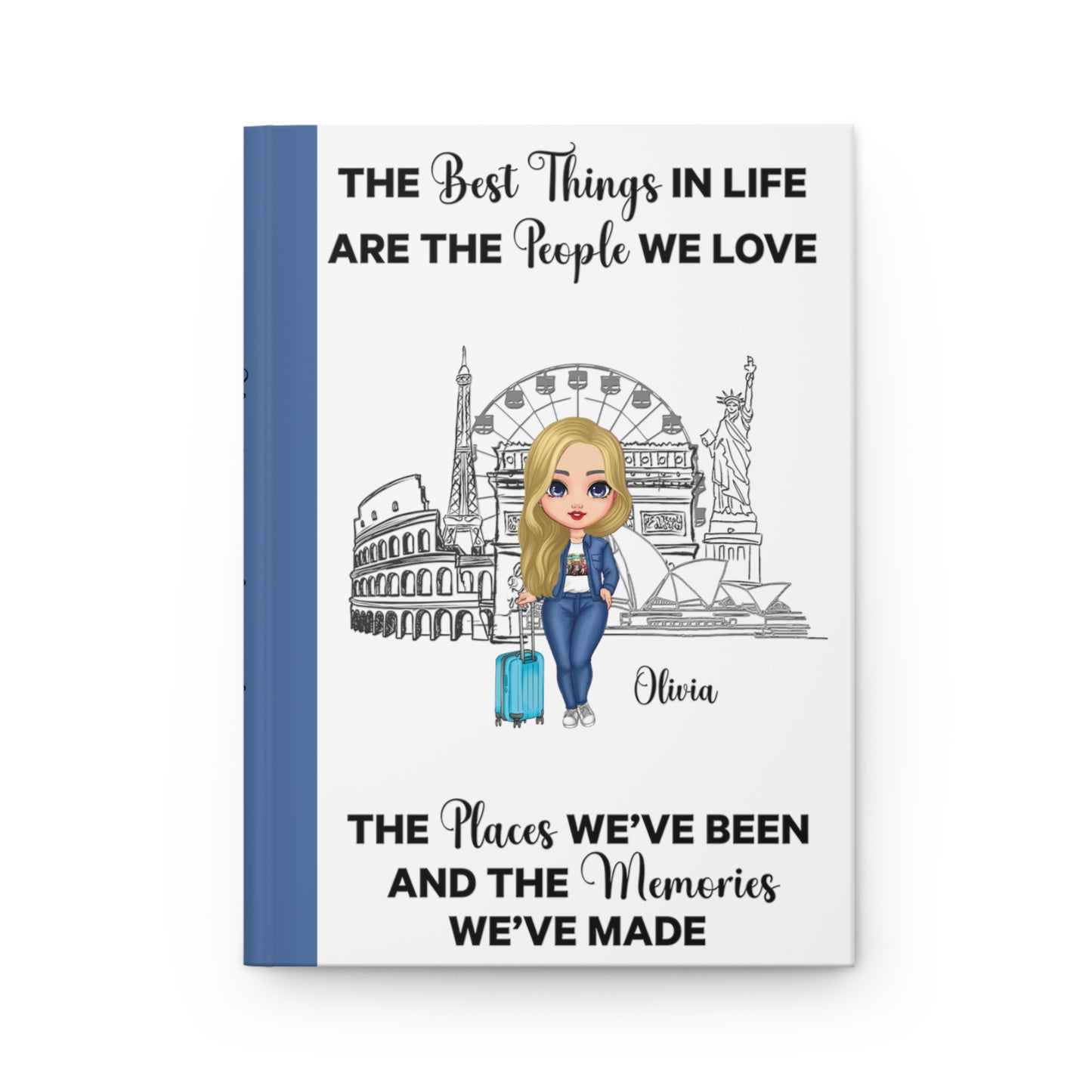 Personalised Hardcover  Travel Journal Matte, The Best things in Life, Blonde Hair