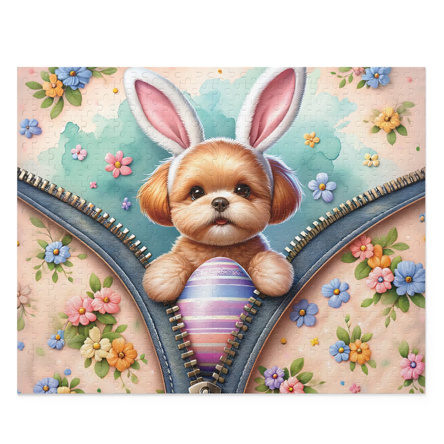 Personalised/Non-Personalised Puzzle, Easter, Dog with Bunny ears (120, 252, 500-Piece)