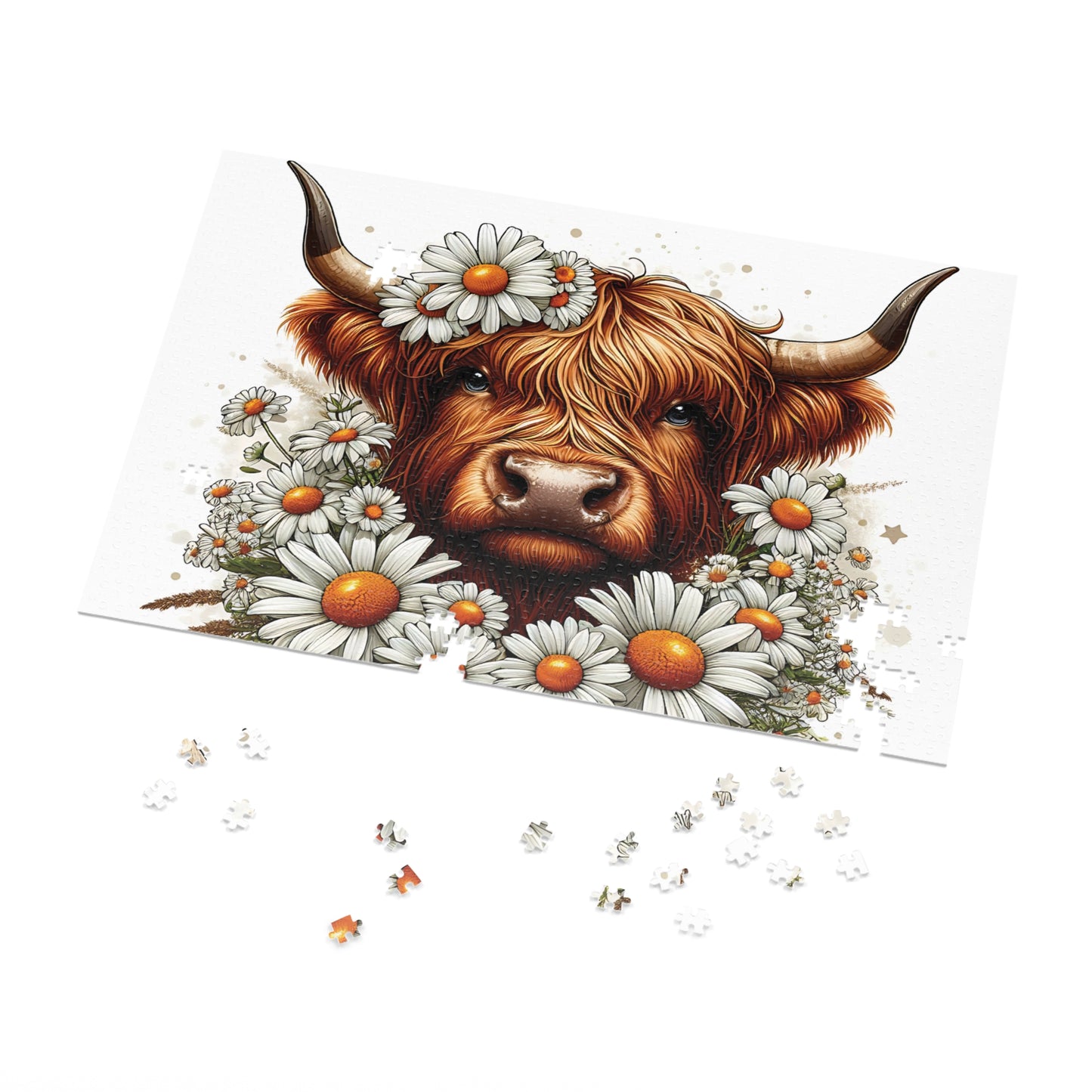 Jigsaw Puzzle, Highland Cow, Personalised/Non-Personalised (30, 110, 252, 500,1000-Piece)