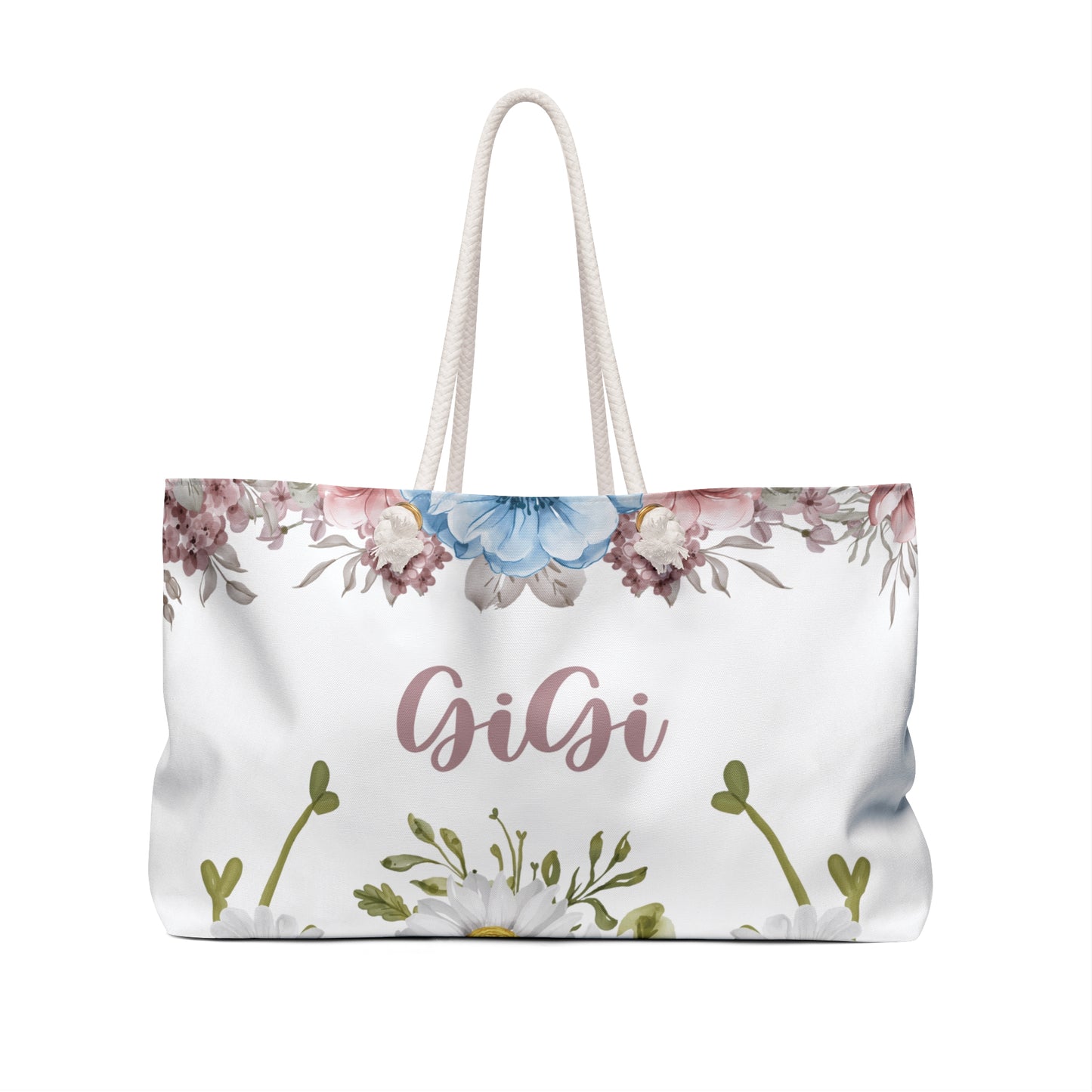 Personalised/Non-Personalised Weekender Bag, Floral, GiGi, Large Weekender Bag, Beach Bag, Book Bag