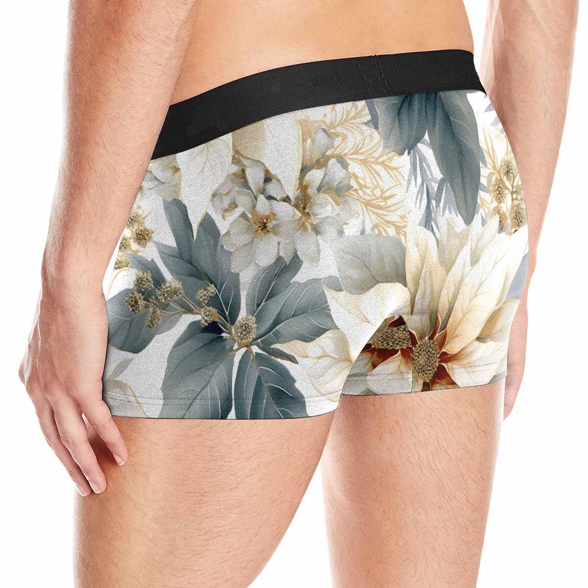 Cream Poinsettia AUS Men's Boxer Briefs (Made In AUS)