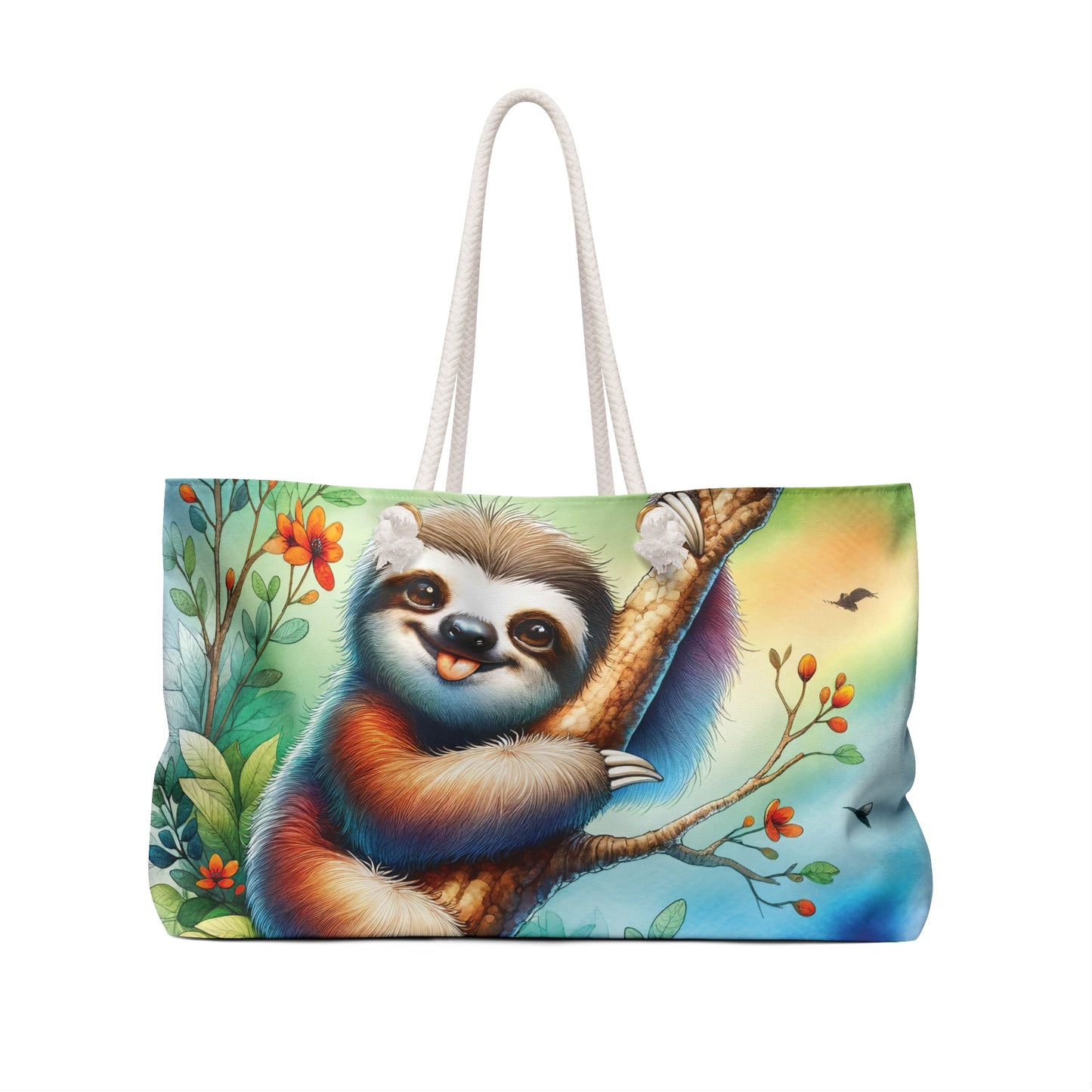 Personalised/Non-Personalised Weekender Bag, Sloth, Large Weekender Bag, Beach Bag, Book Bag