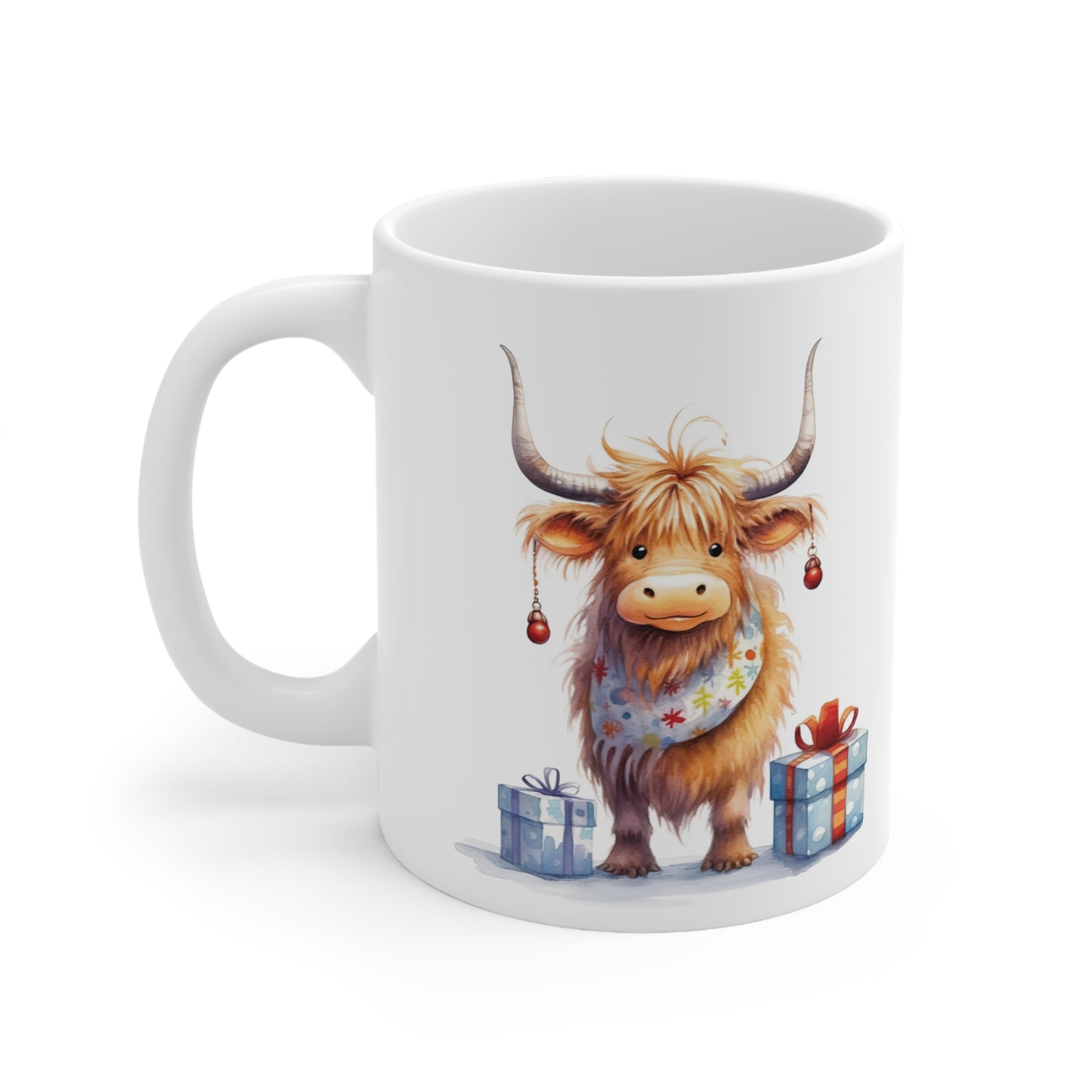 Personalised/Non Personalised Highland Cow, Ceramic Mug 11oz, Highland Cow Mug