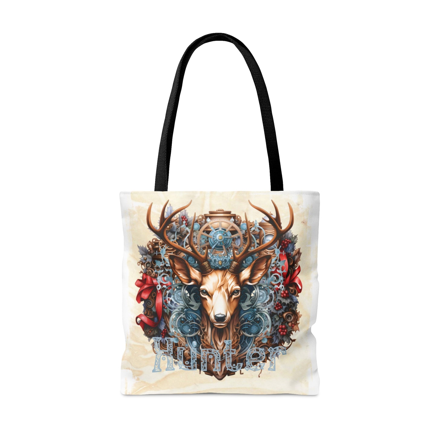 Steampunk Reindeer wreath Personalised Tote Bag, Steampunk Christmas bag, Tote Bag, Personalised/Non-Personalised