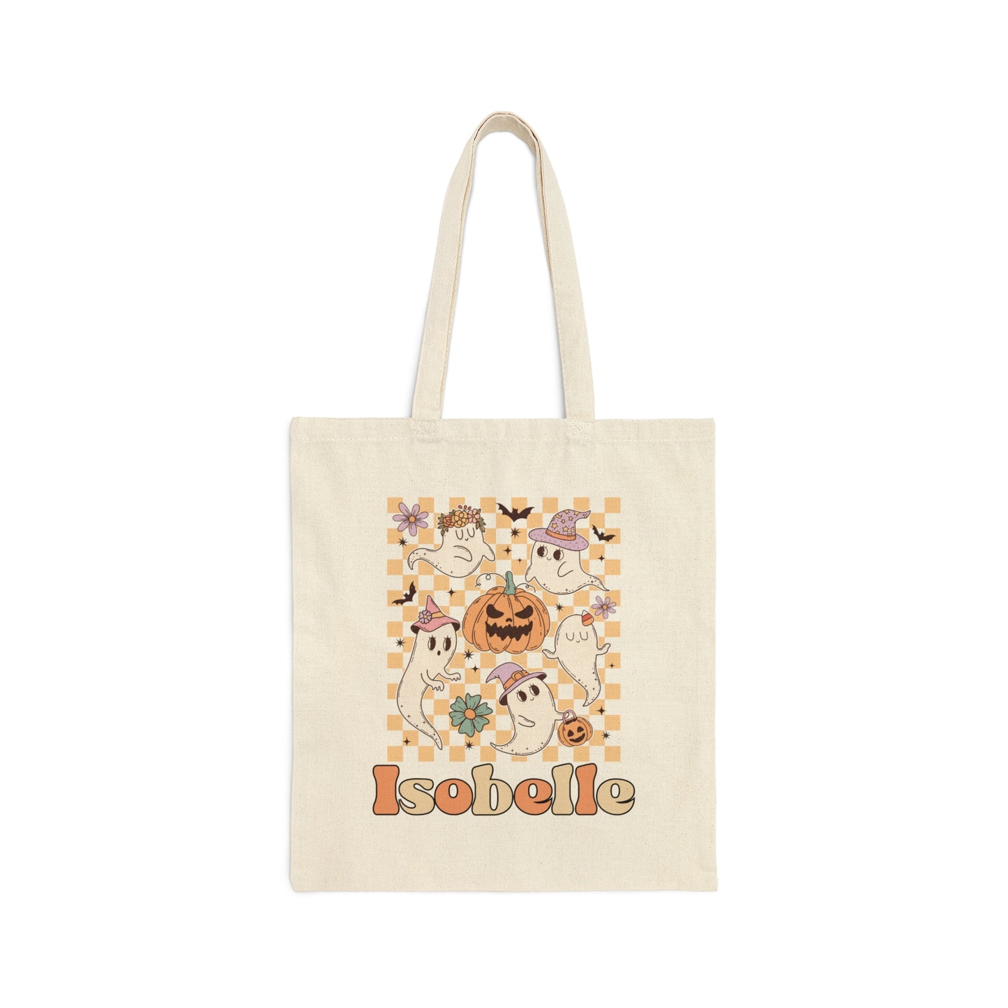 Cotton Canvas Tote Bag, Personalized Trick or Treat Bag, Personalised Halloween Bag, Halloween Tote, Kids Halloween Bag, Trick-or-Treat Bag