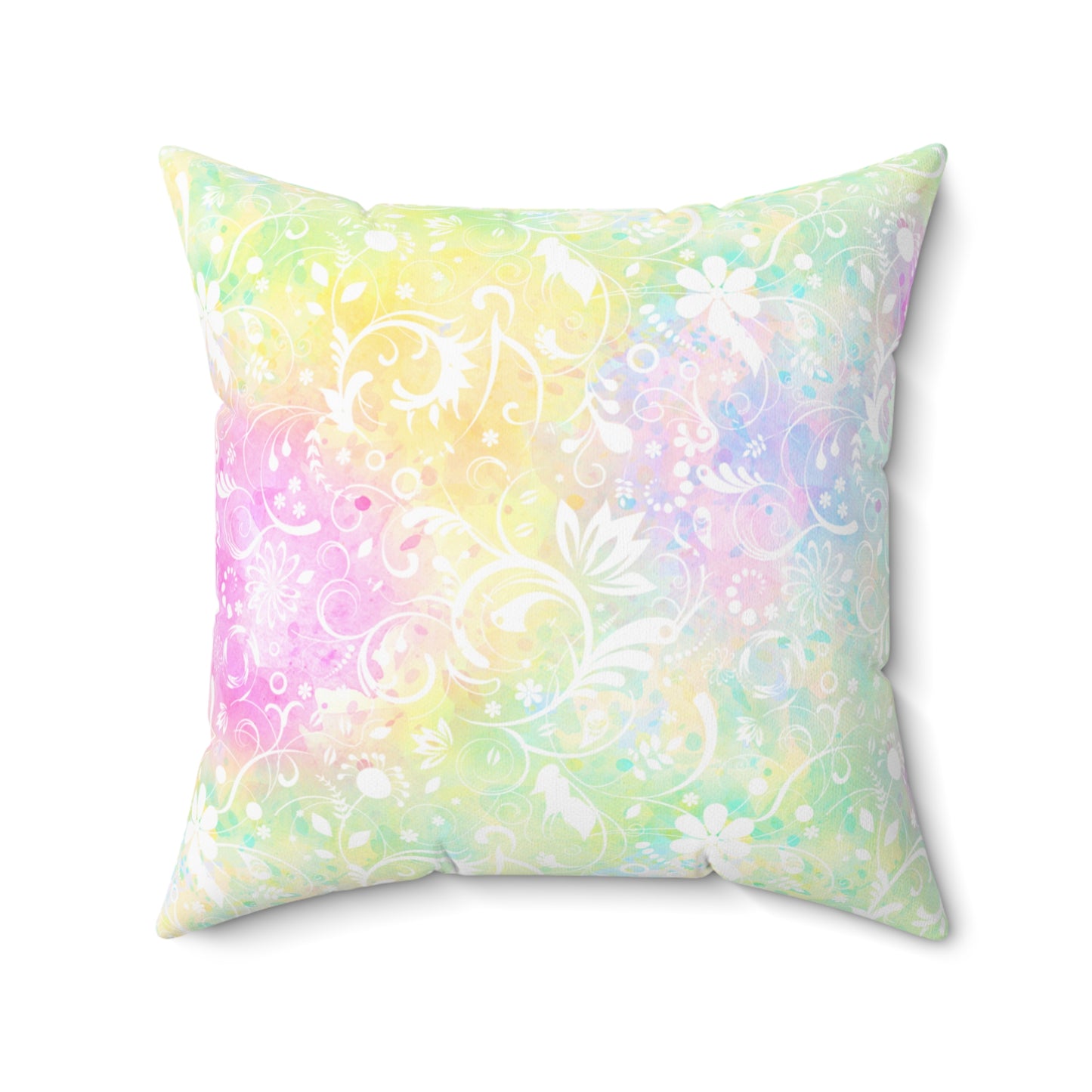 Spun Polyester Square Pillow, Floral Cushion