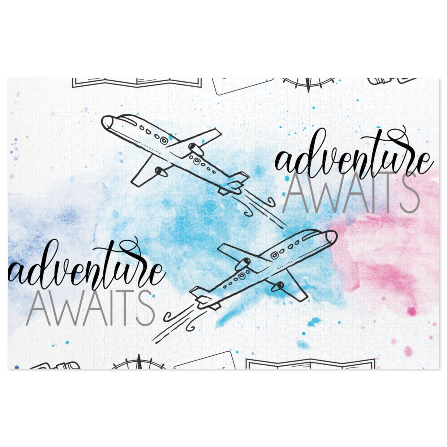 Jigsaw Puzzle, Travel, Adventure Awaits, Personalised/Non-Personalised (30, 110, 252, 500,1000-Piece)