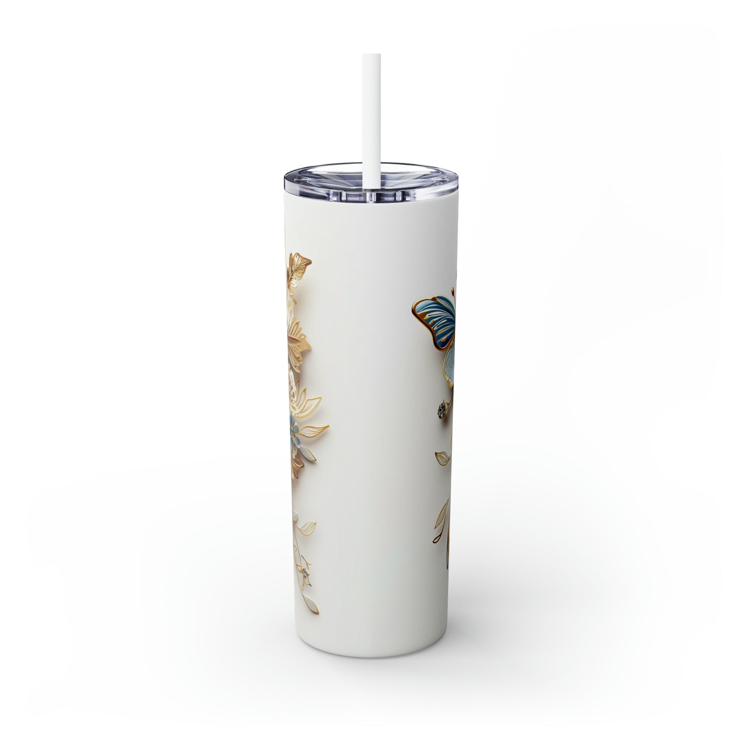 Skinny Tumbler with Straw, 20oz, Floral, awd-414