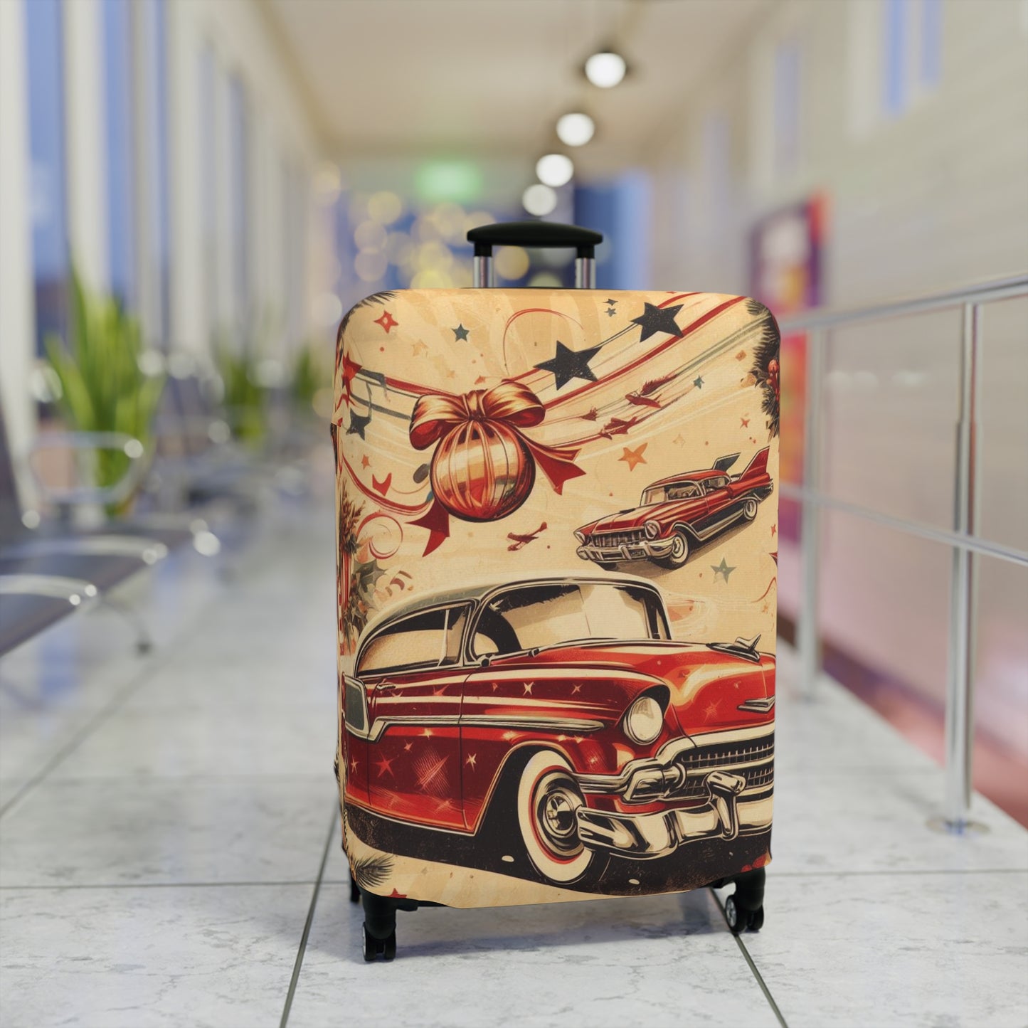 Luggage Cover, Christmas, Vintage Car