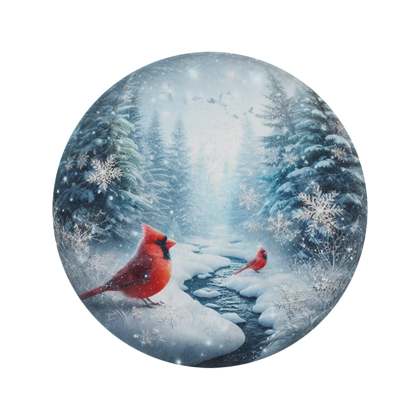 Christmas Cardinals Circular Micro Fleece Blanket