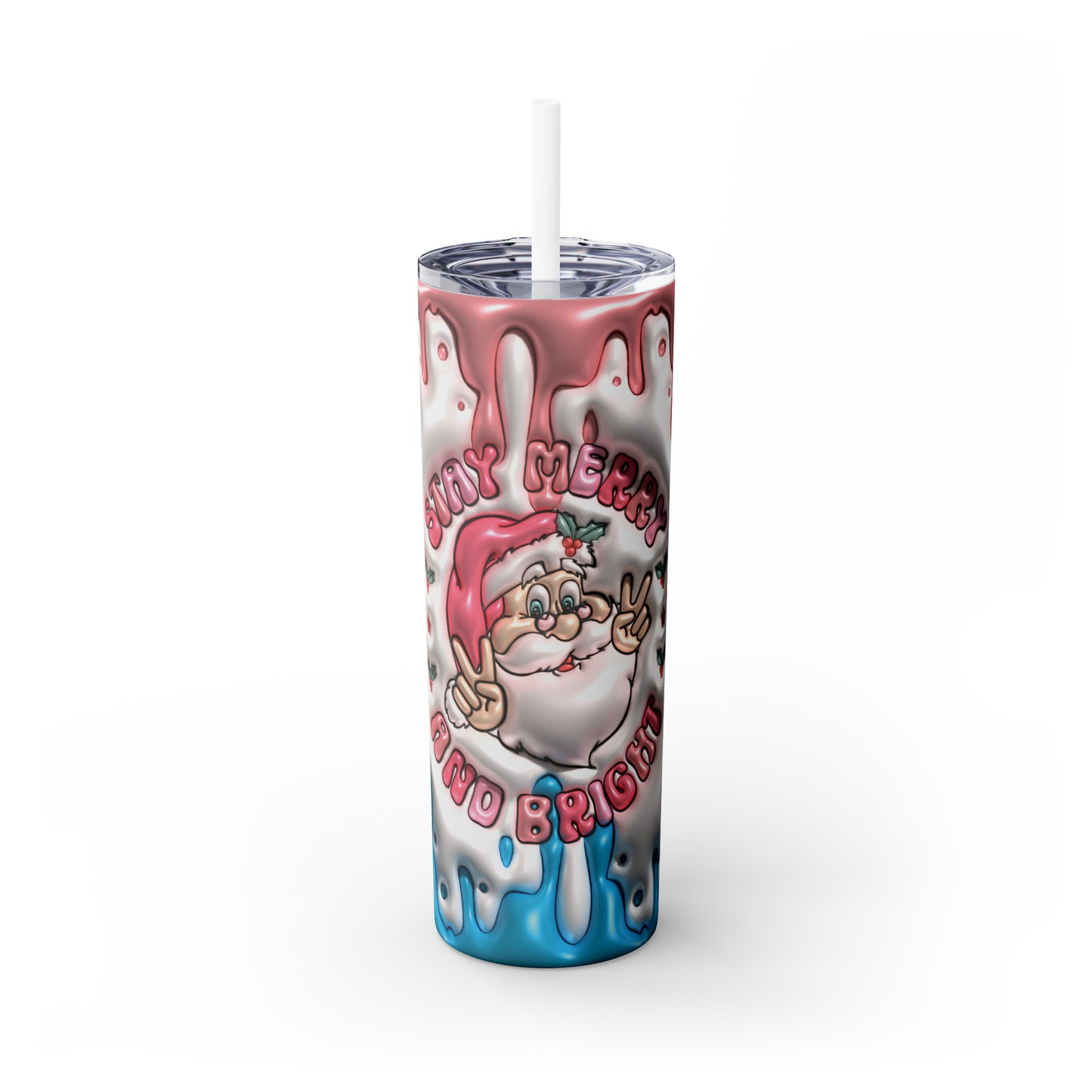 Skinny Tumbler with Straw, 20oz, Stay Merry & Bright