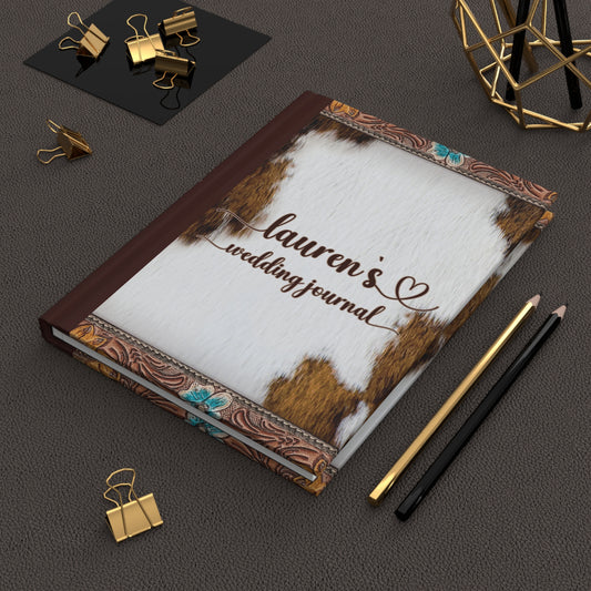 Personalised Hardcover Wedding Journal Matte, Country and Western, Cowhide and Leather Look, awd-1777