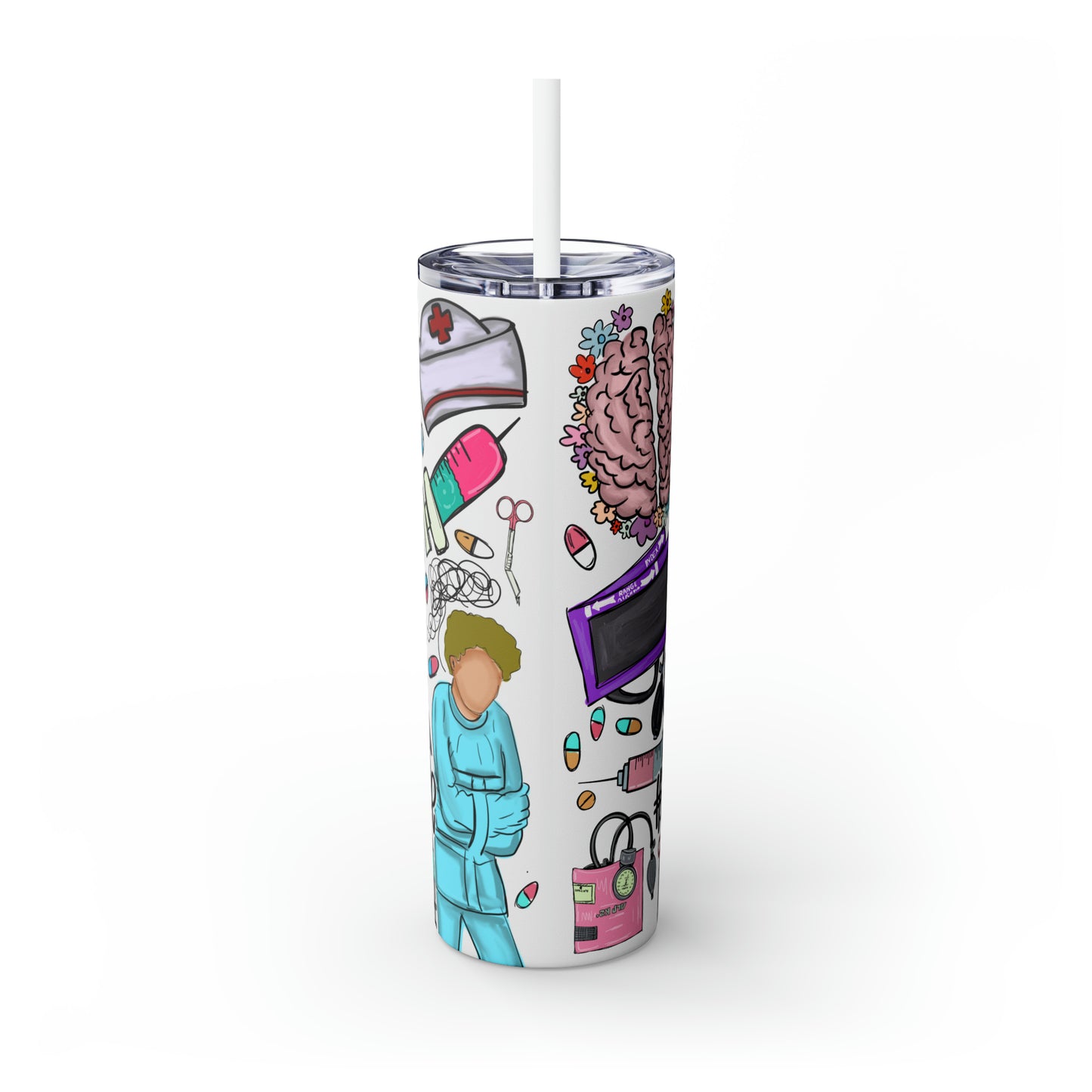 Skinny Tumbler with Straw, 20oz, Psych-Nurse