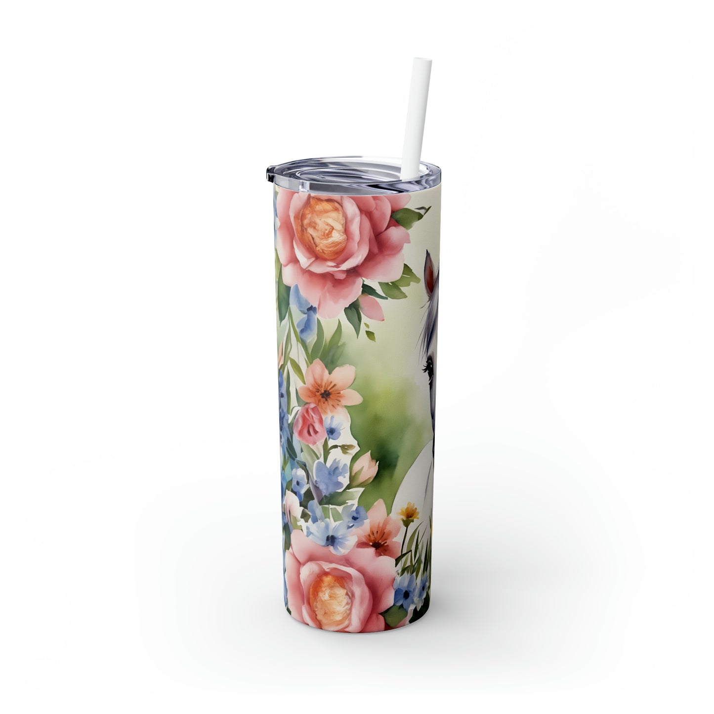 Skinny Tumbler with Straw, 20oz Horse, awd-303