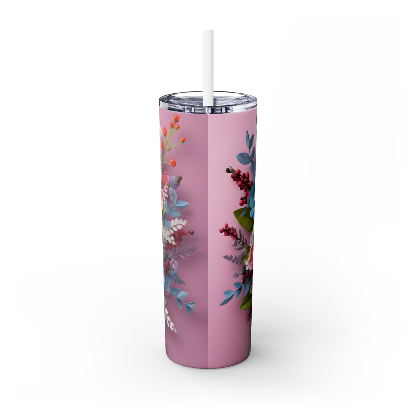 Skinny Tumbler with Straw, 20oz, Racoon