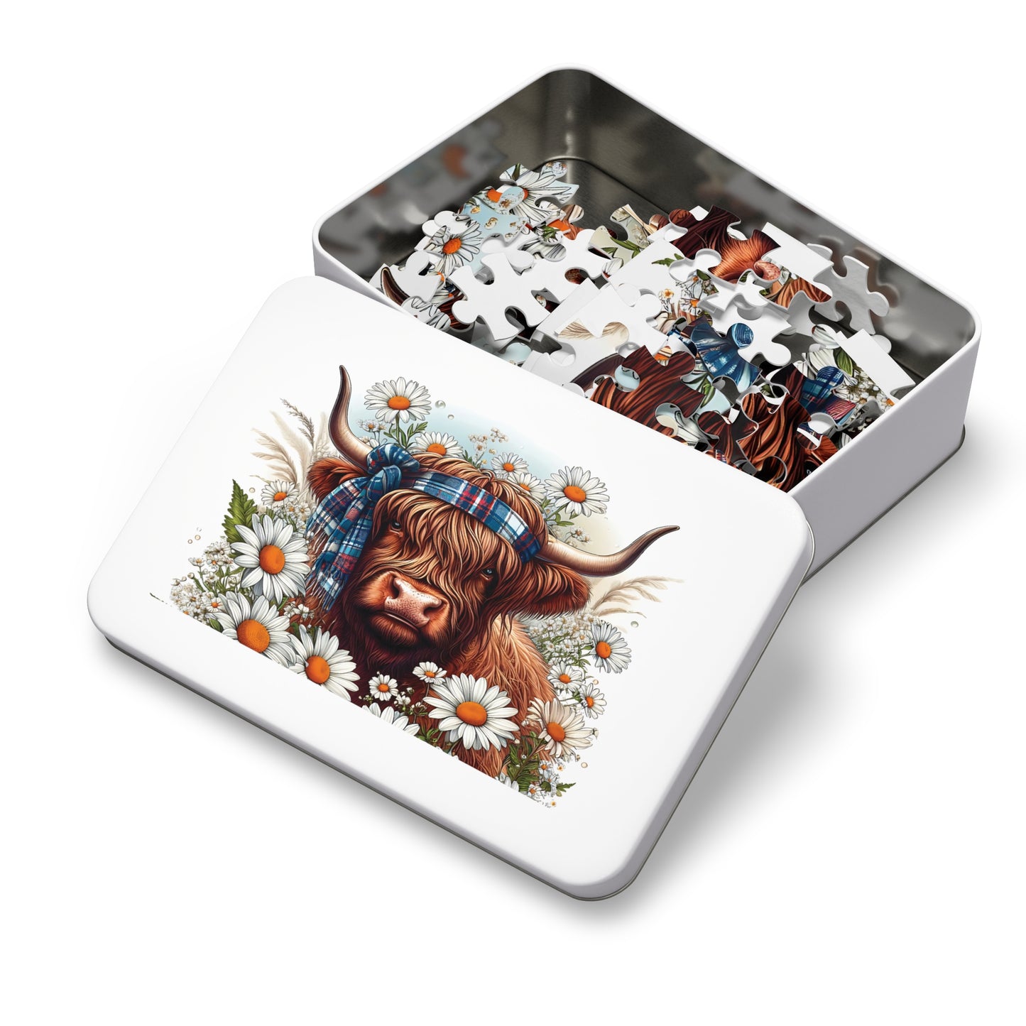 Jigsaw Puzzle, Highland Cow, Personalised/Non-Personalised (30, 110, 252, 500,1000-Piece)