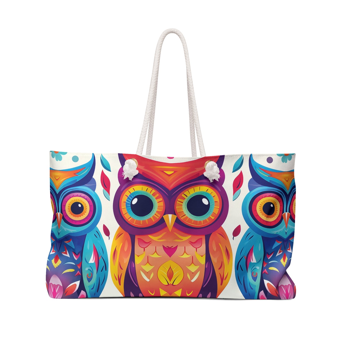 Personalised/Non-Personalised Weekender Bag, Owl, Large Weekender Bag, Beach Bag, Book Bag