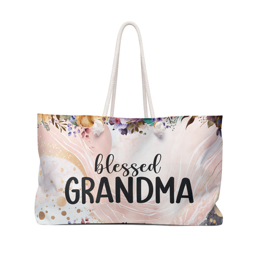 Personalised/Non-Personalised Weekender Bag, Blessed Grandma, Large Weekender Bag, Beach Bag, Book Bag