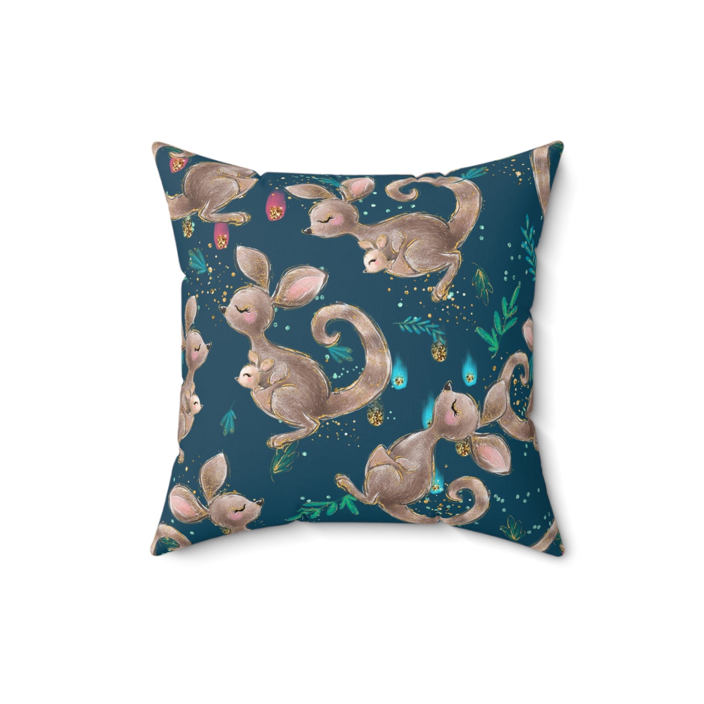 Spun Polyester Square Pillow, Australian Kangaroos