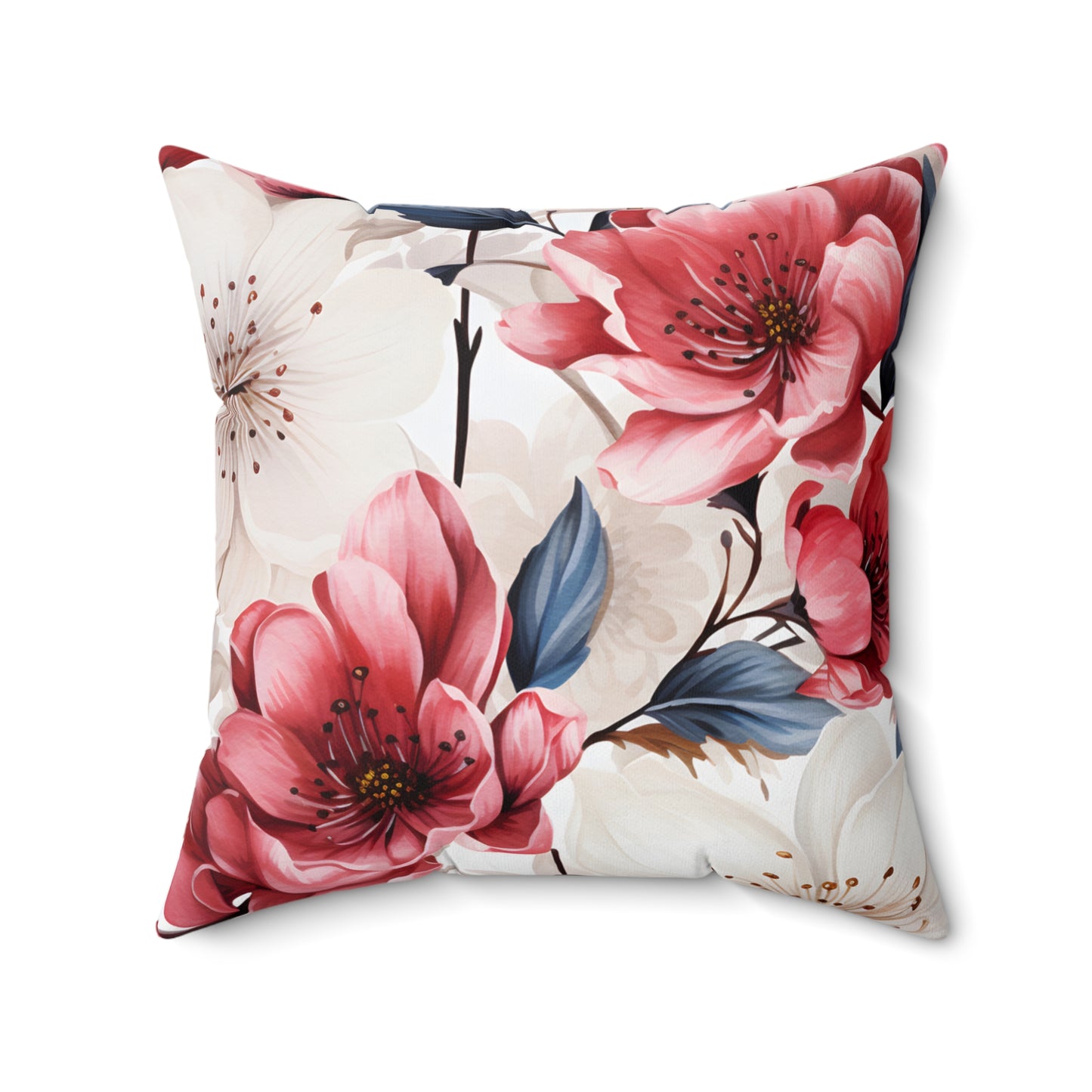 Spun Polyester Square Pillow, Floral Cushion