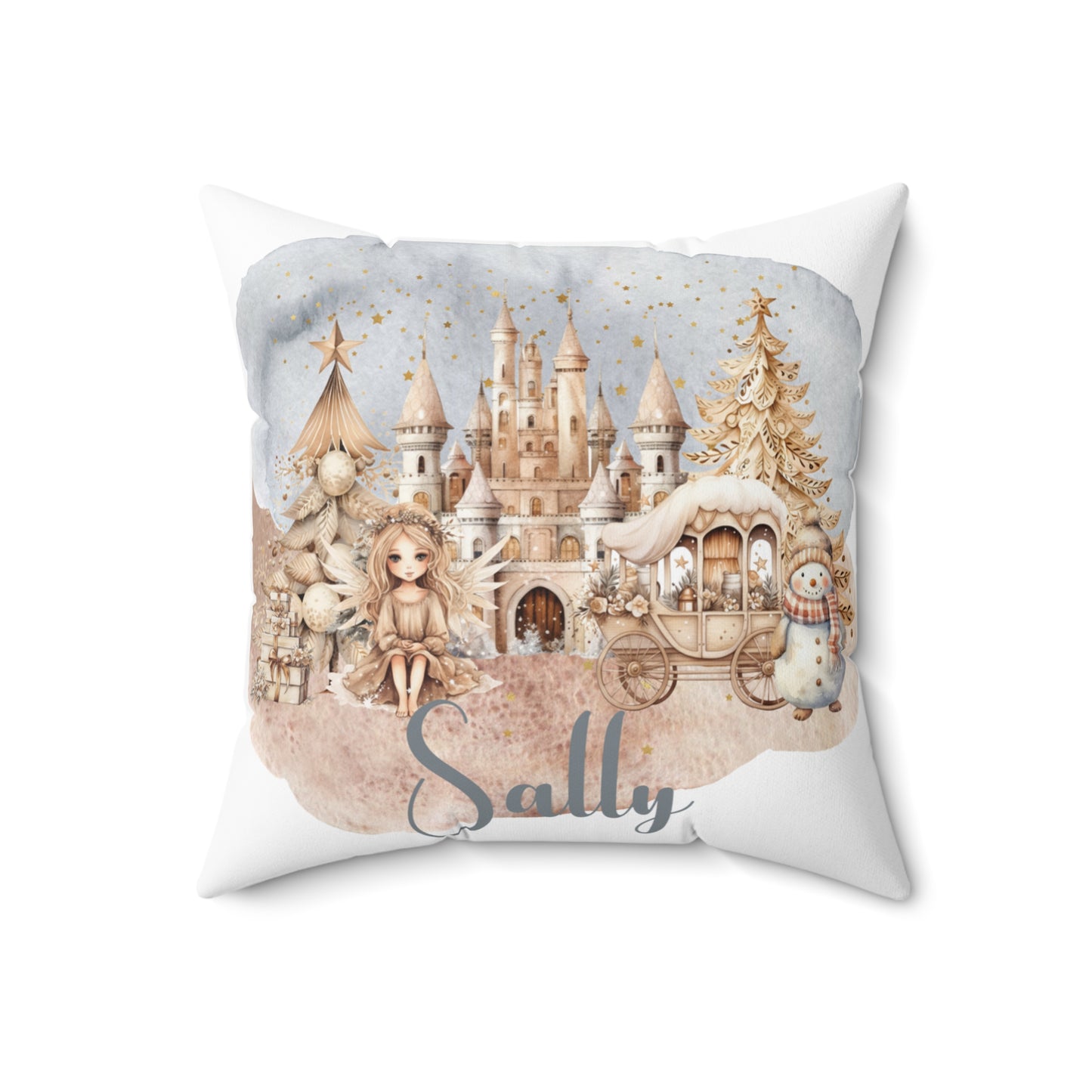 Personalised Boho Fairytale Christmas Cushion, Polyester Square Cushion, Christmas cushion