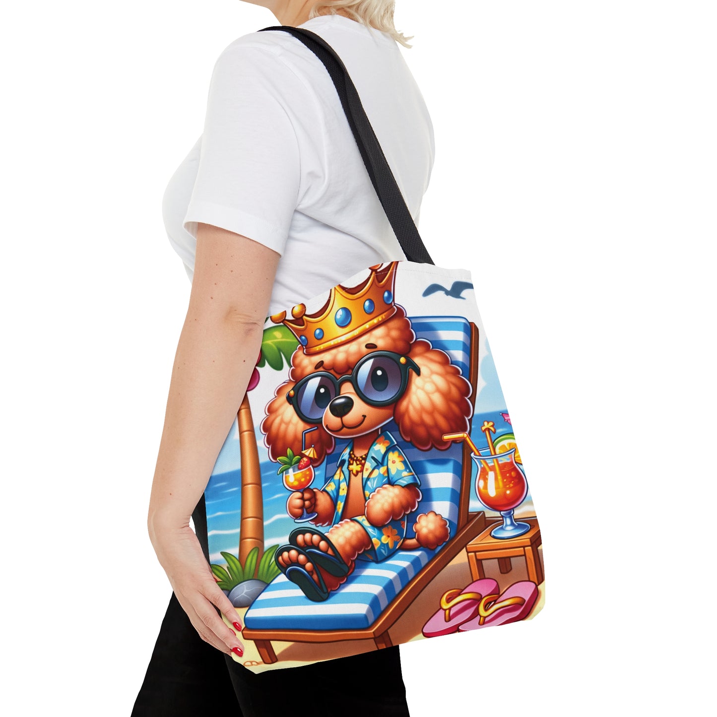 Tote Bag, Dog on Beach, Golden Poodle, Tote bag,  awd-1233