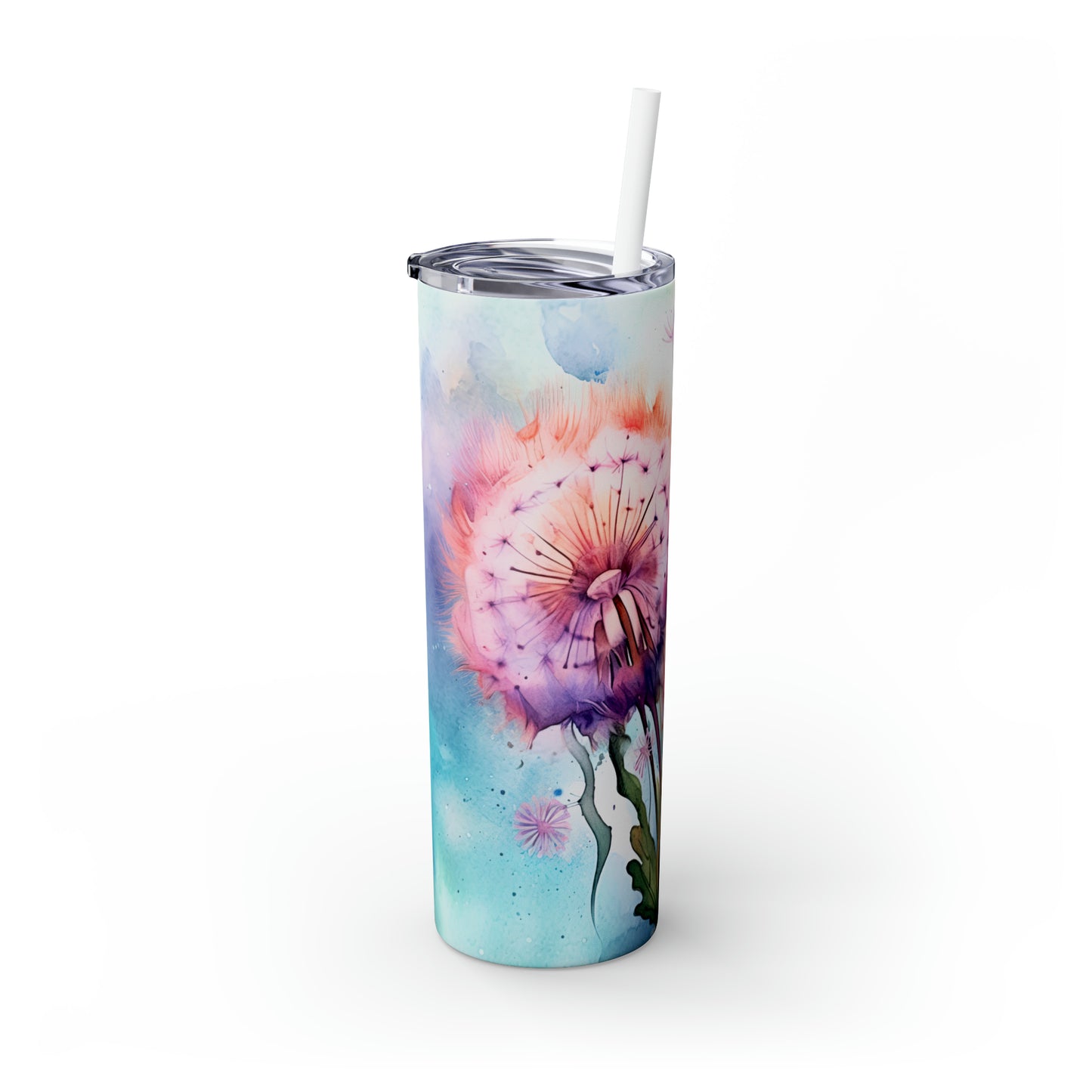 Skinny Tumbler with Straw, 20oz, Dandelions