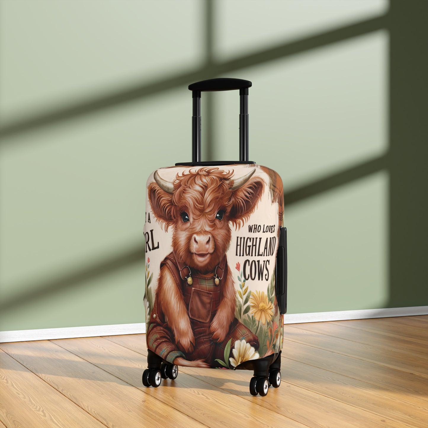 Luggage Cover, Just a Girl who Loves Highland Cows, awd-3093