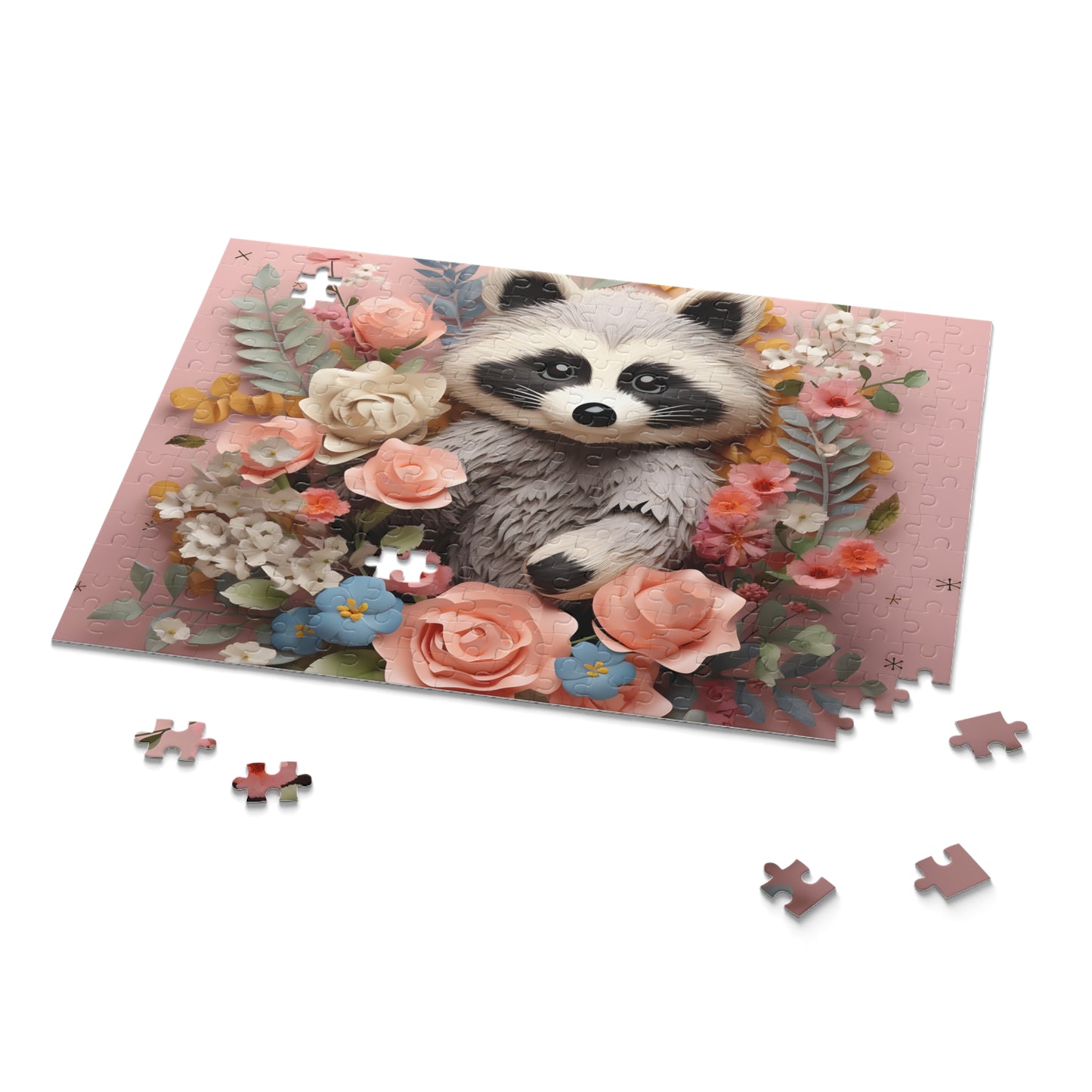 Personalised/Non-Personalised Puzzle, Racoon (120, 252, 500-Piece)