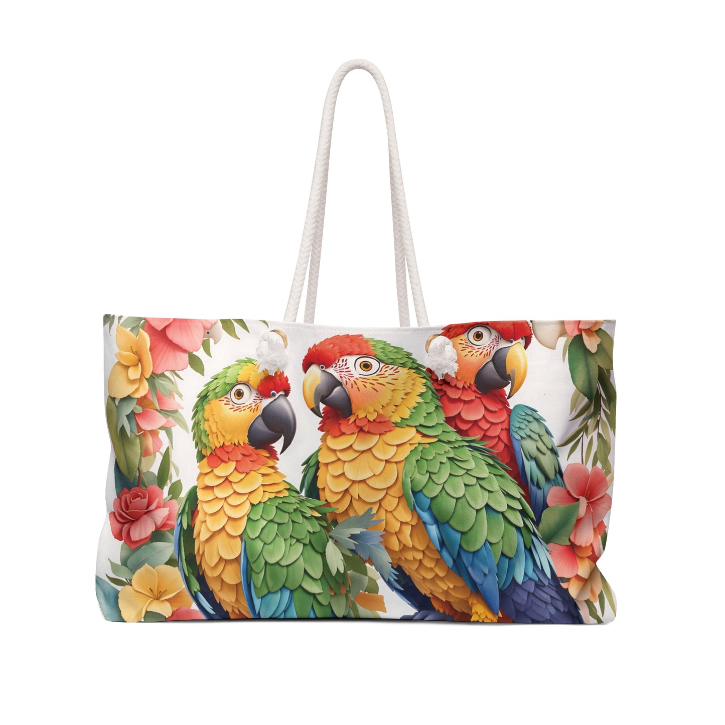 Personalised Weekender Bag, Parrots, Large Weekender Bag, Beach Bag, Book Bag