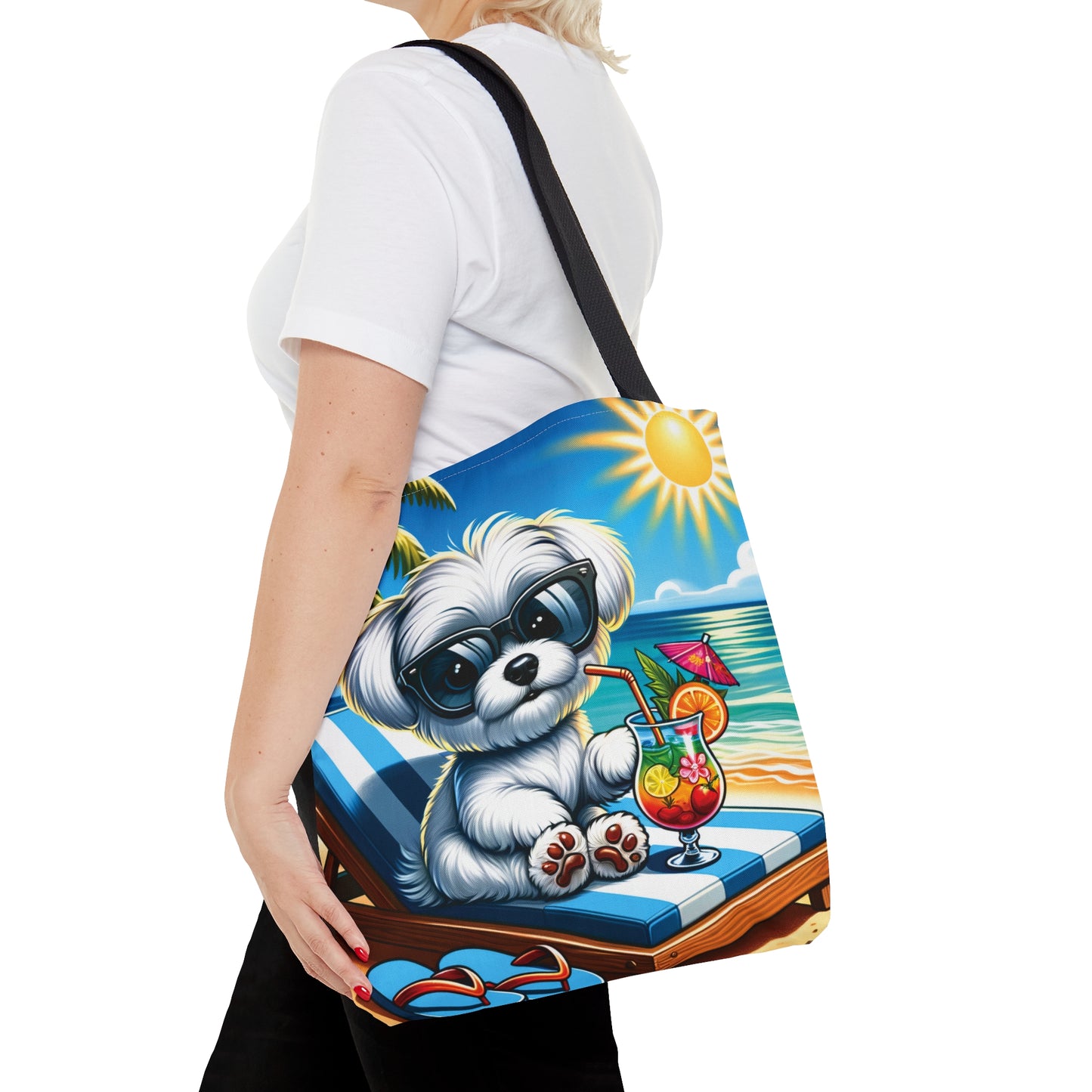 Tote Bag, Dog on Beach, Maltese, Tote bag, awd-1221