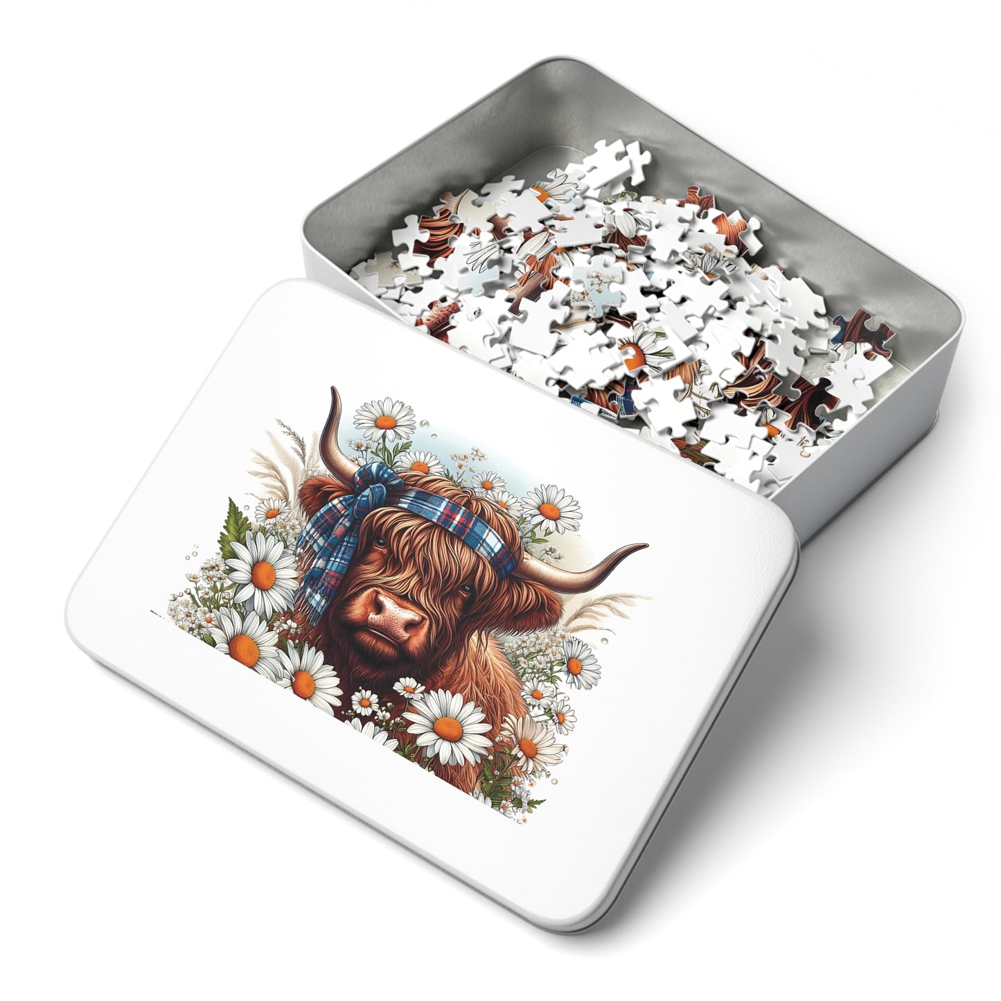 Jigsaw Puzzle, Highland Cow, Personalised/Non-Personalised (30, 110, 252, 500,1000-Piece)