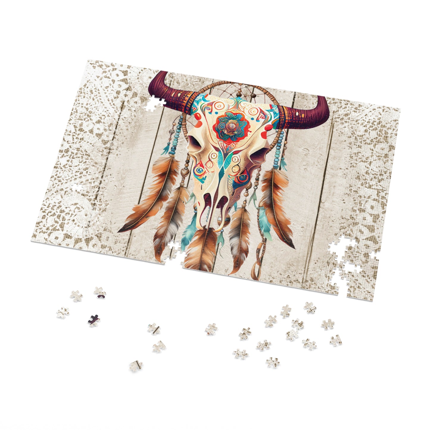 Jigsaw Puzzle, Boho Skull, Personalised/Non-Personalised (30, 110, 252, 500,1000-Piece)