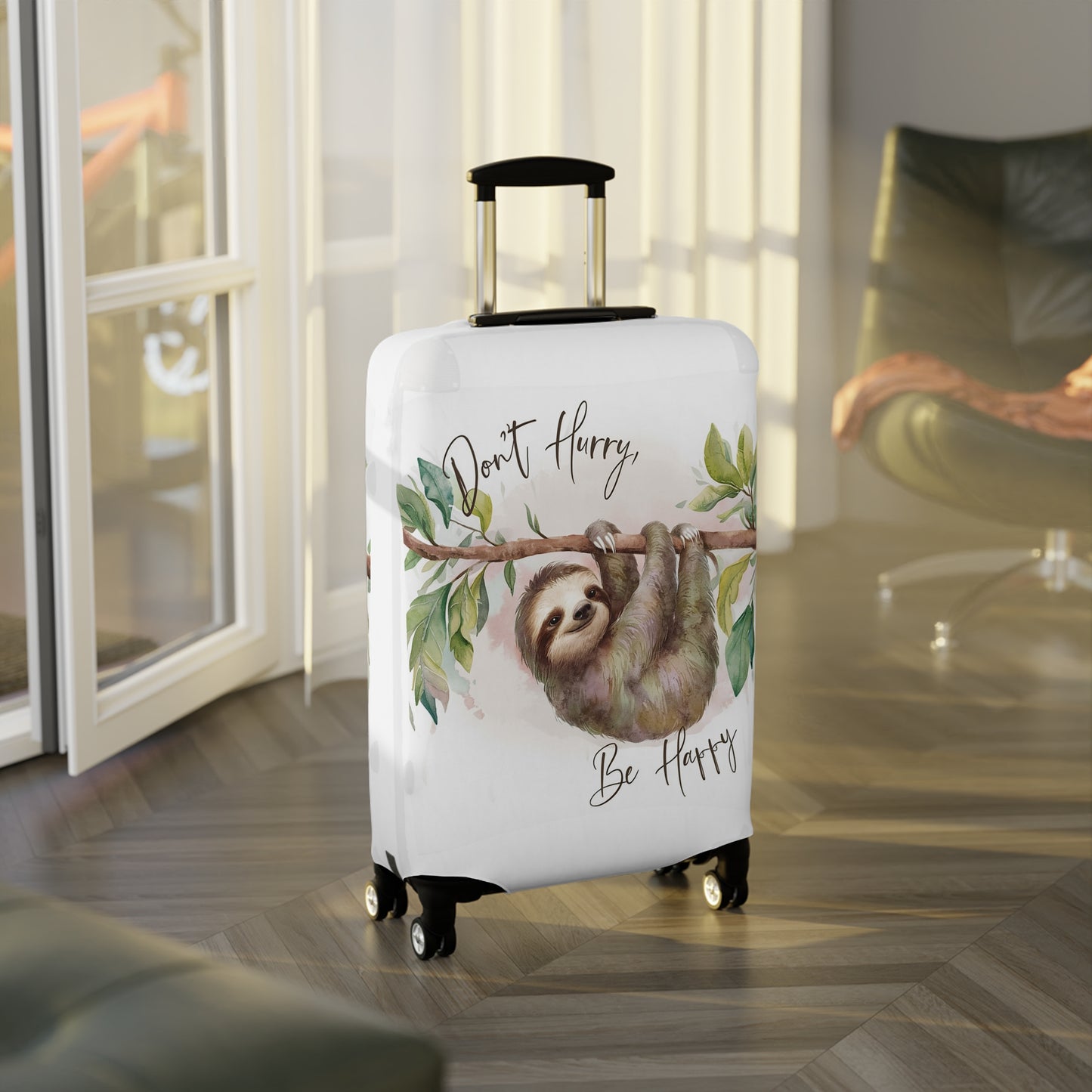 Luggage Cover, Sloth, Don't Hurry be Happy, awd-4042