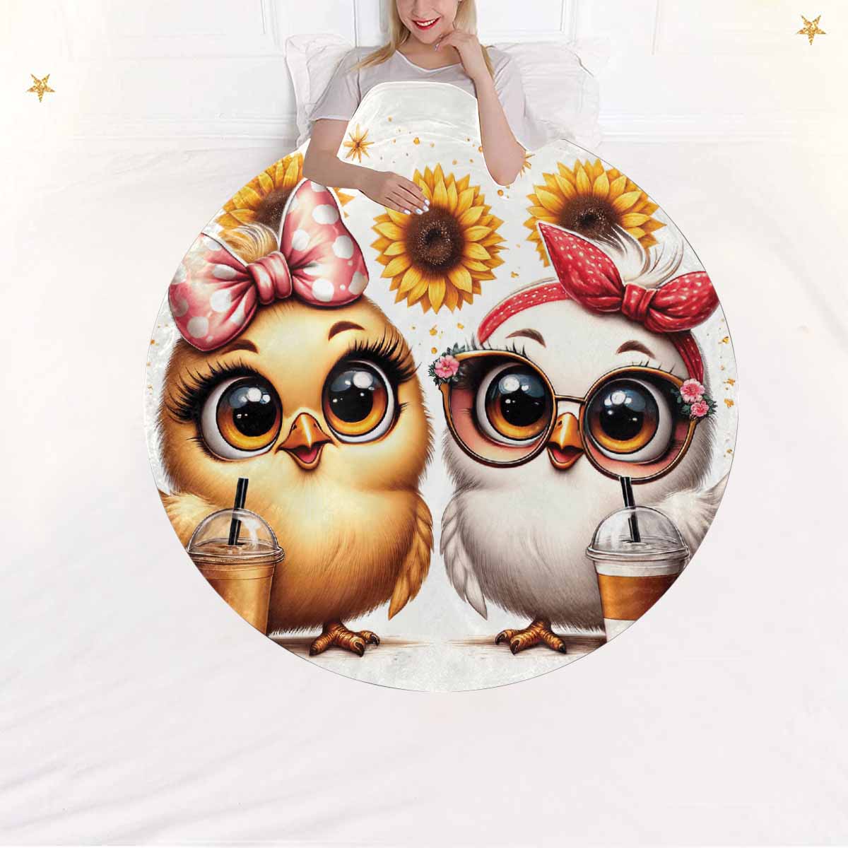 Chickens_Awd35168  Circular Micro Fleece Blanket 60"