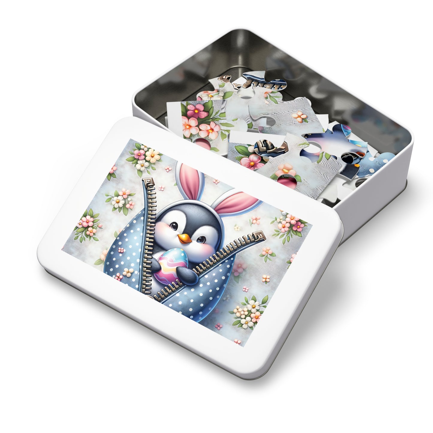 Jigsaw Puzzle, Easter, Penguin with Bunny Ears, Personalised/Non-Personalised (30, 110, 252, 500,1000-Piece)