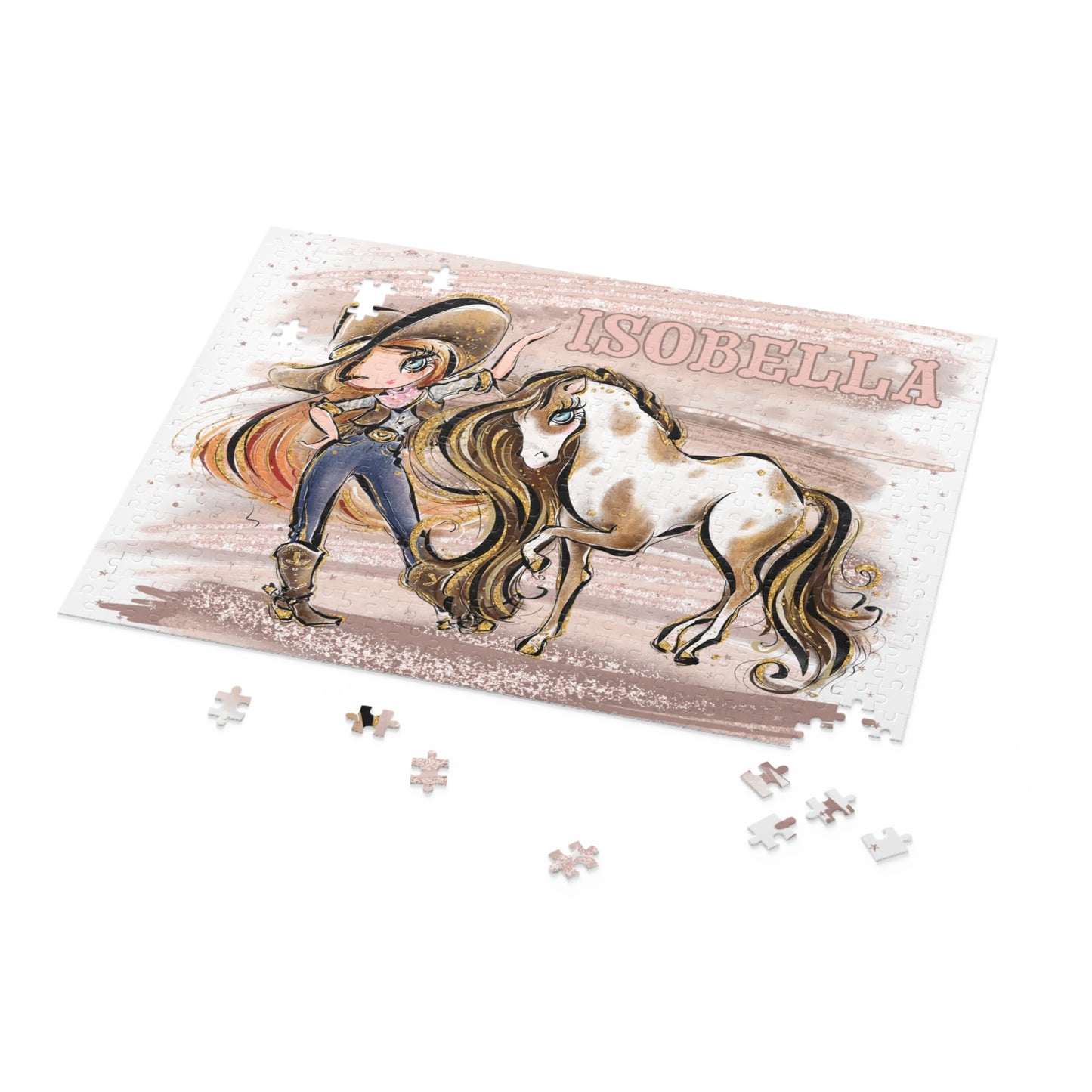 Puzzle, Howdy, Cowgirl and Horse, Red Hair, Blue Eyes, Personalised/Non-Personalised, (120, 252, 500-Piece)