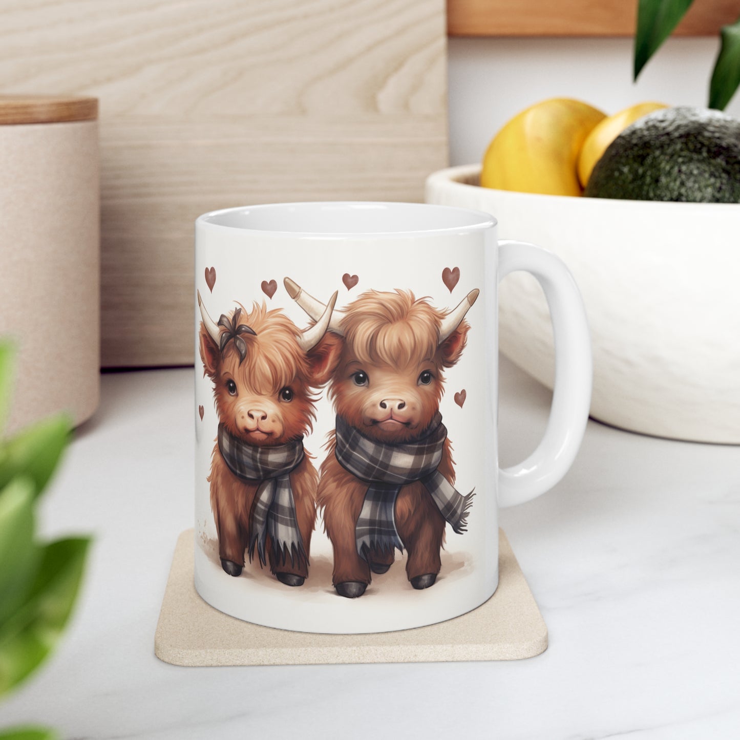 Personalised/Non Personalised Highland Cow, Ceramic Mug 11oz, Highland Cow Mug