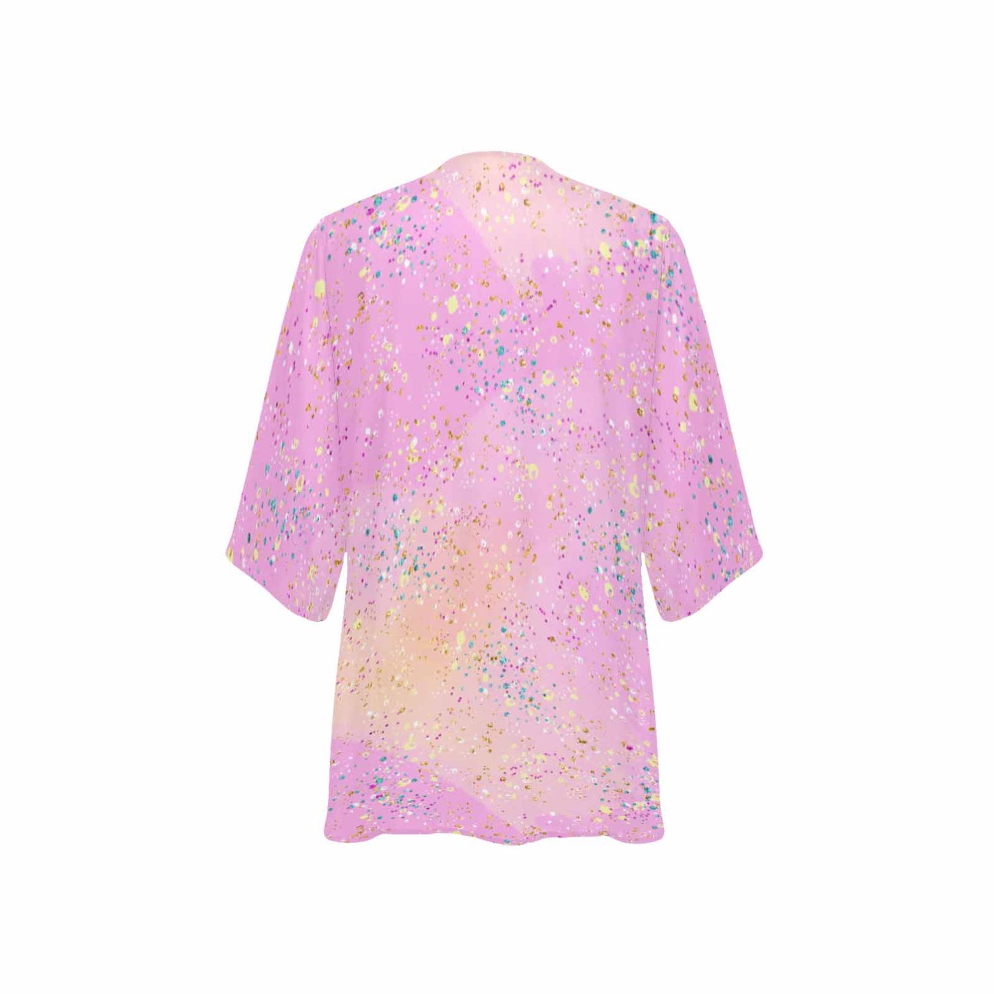 Pink Splash Women's Kimono Chiffon Cover Up