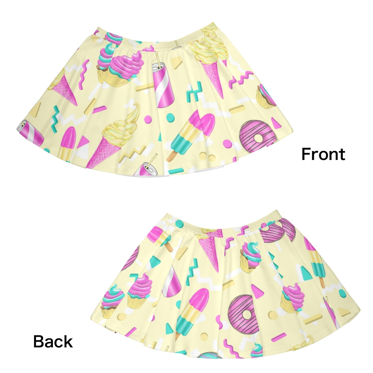 Mariner Skater Skirt 70's 80's 90's Donuts and Icecreams All Over Print Skater Skirt (Model D69)