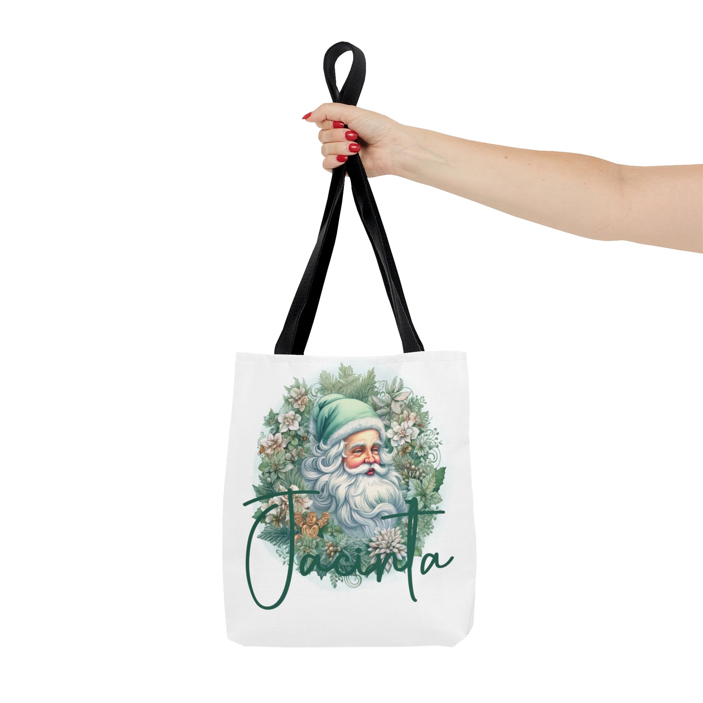 Santa wreath Personalised Tote Bag, Christmas bag, Christmas Tote Bag, Personalised/Non-Personalised