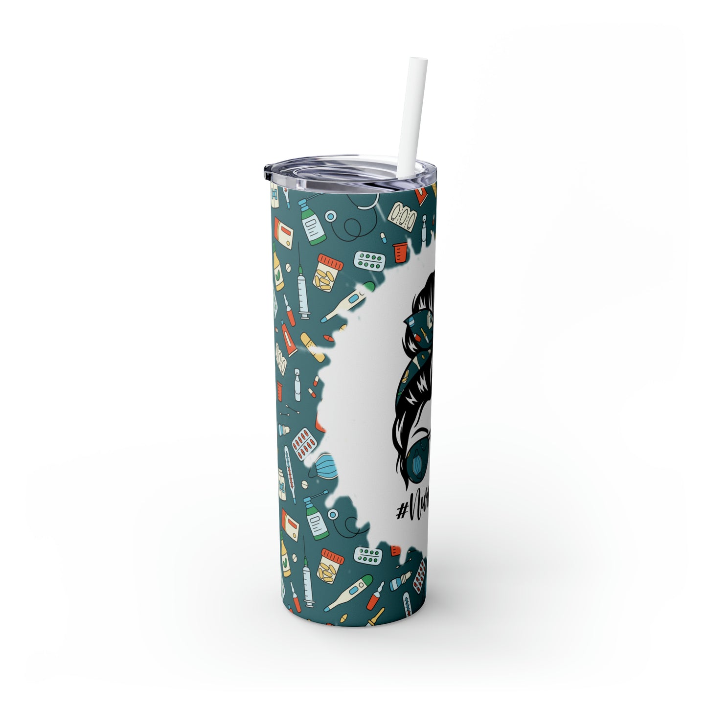 Skinny Tumbler with Straw, 20oz, Nurse