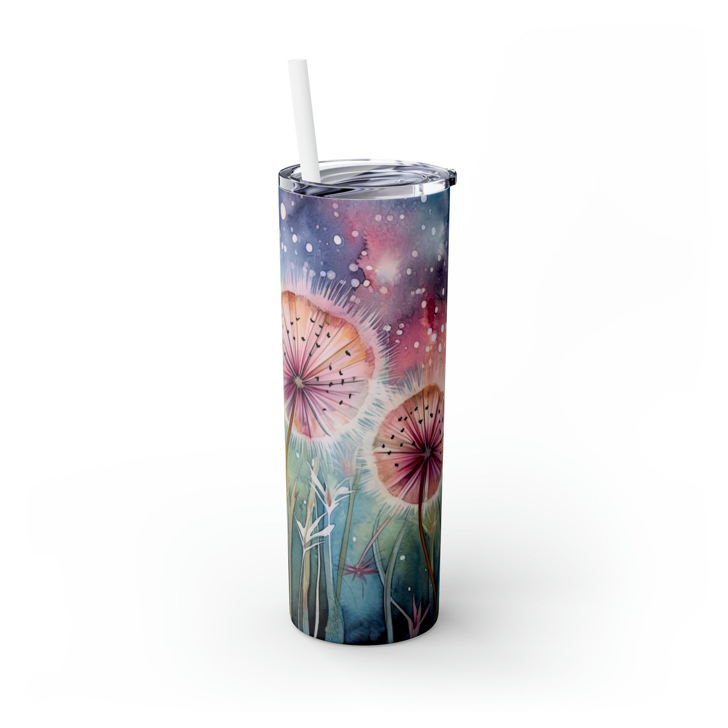 Skinny Tumbler with Straw, 20oz, Dandelions