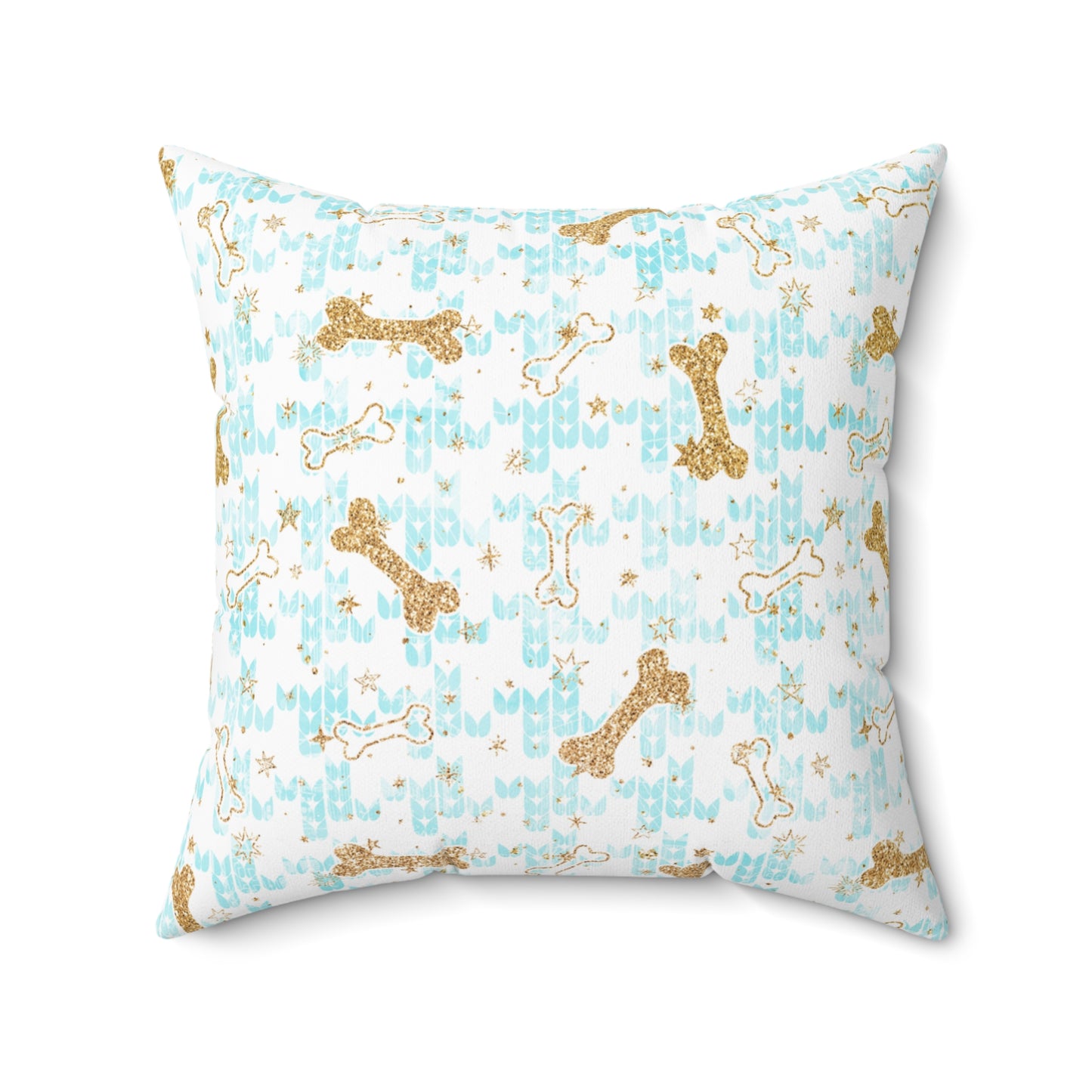 Spun Polyester Square Pillow, Doggie Bones Christmas Cushion