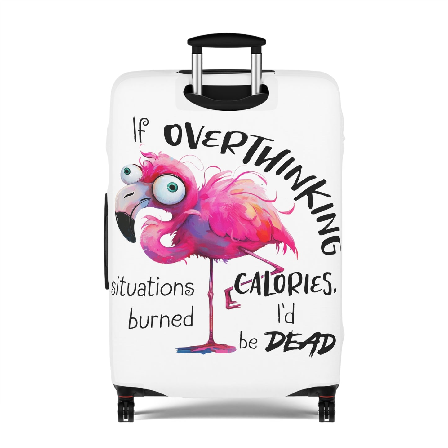 Luggage Cover, Flamingos, If overthinking burned Calories, awd-4021