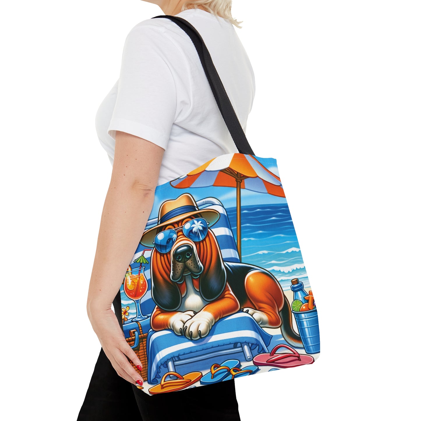 Tote Bag, Dog on Beach, Bloodhound, Tote bag, awd-1106