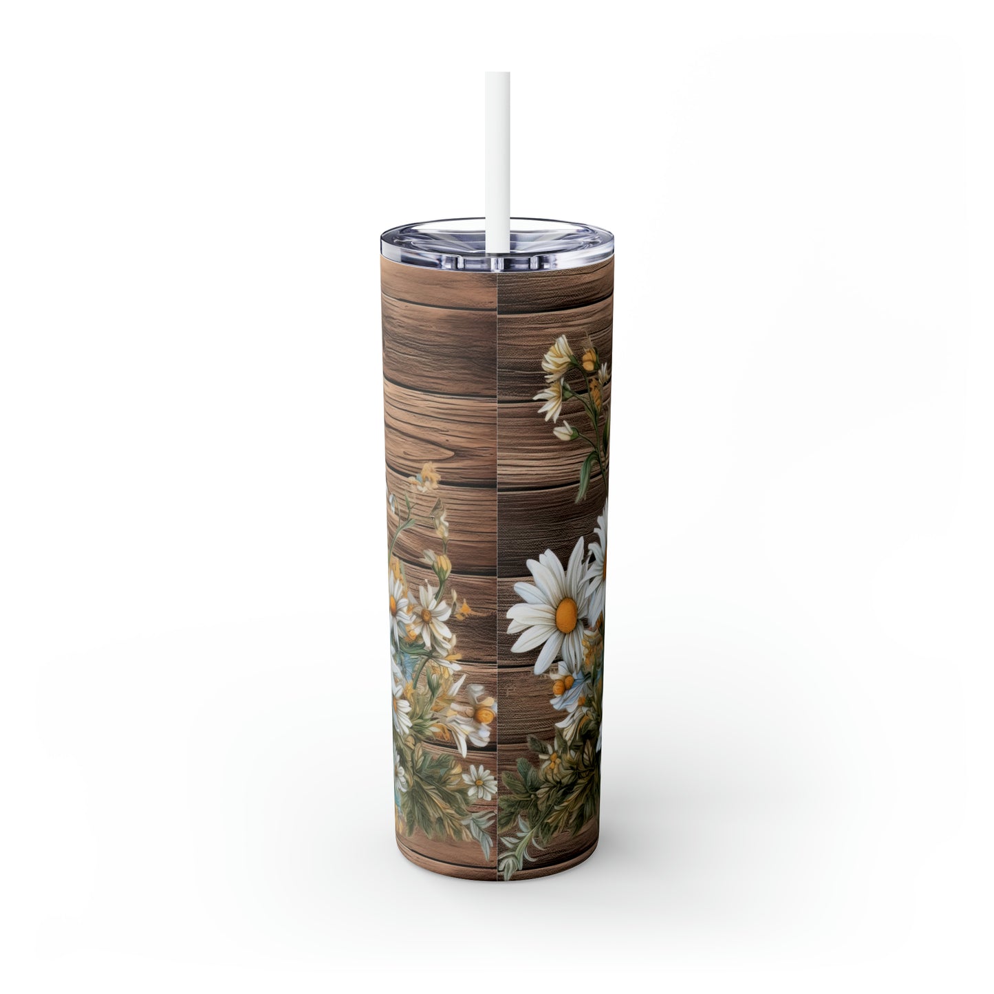 Skinny Tumbler with Straw, 20oz, Guitar with Daisy's, awd-238